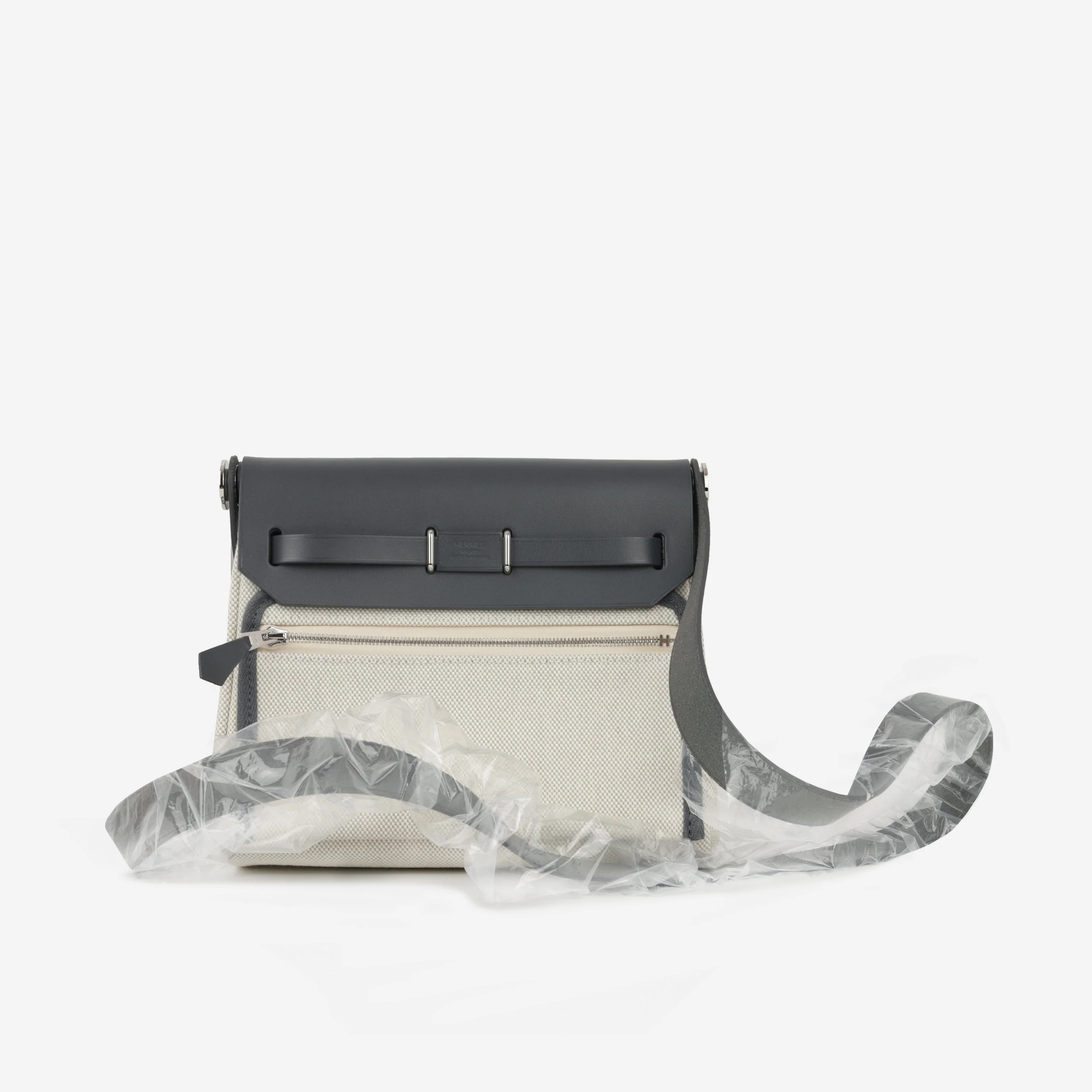 Hermès Mini Herbag 20 - Ecru / Bleu Glacier Canvas / Ardoise hunter | Palladium Hardware - Image 6