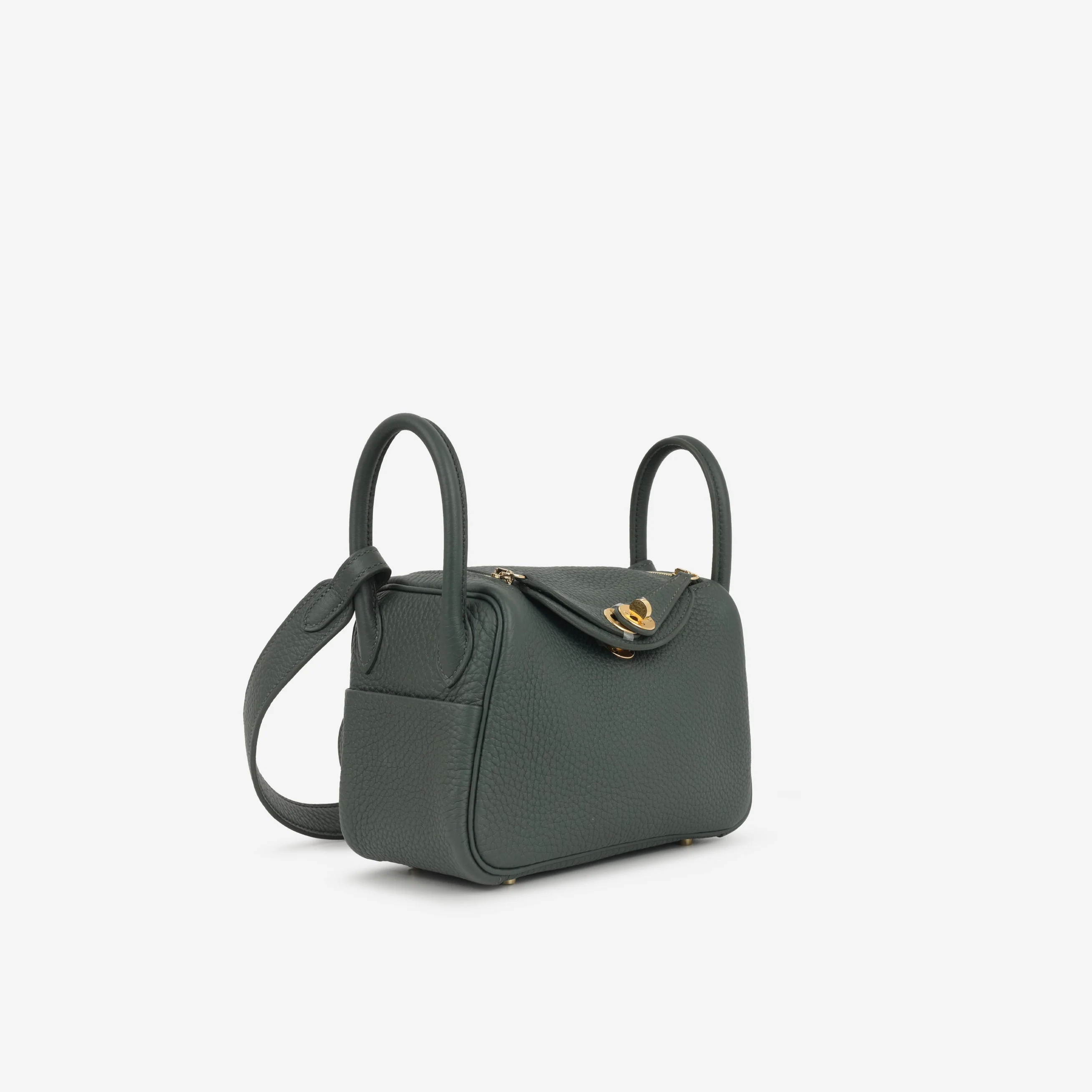 Hermès Mini Lindy - Vert Mangrove Clemence | Gold Hardware - Image 2