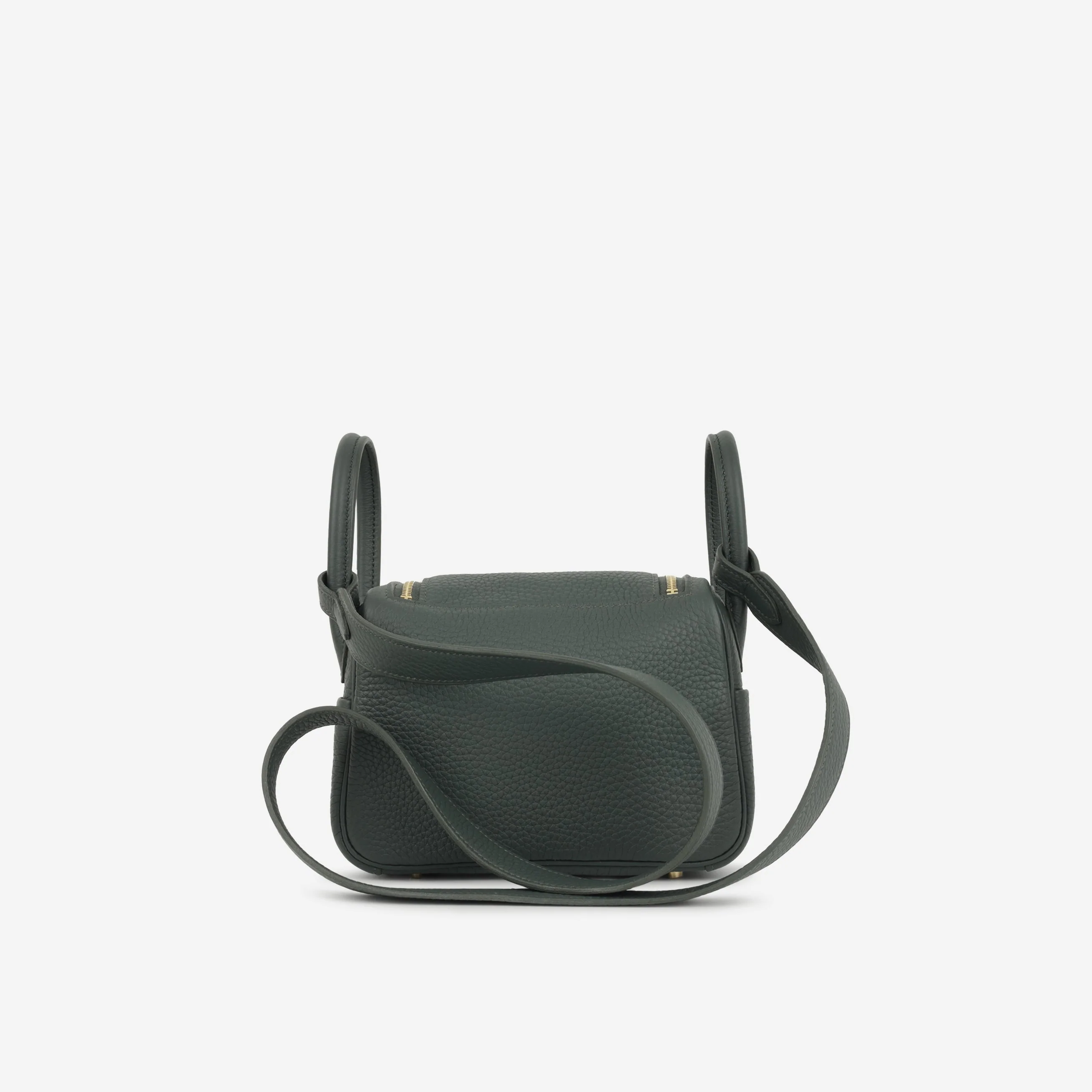 Hermès Mini Lindy - Vert Mangrove Clemence | Gold Hardware - Image 8