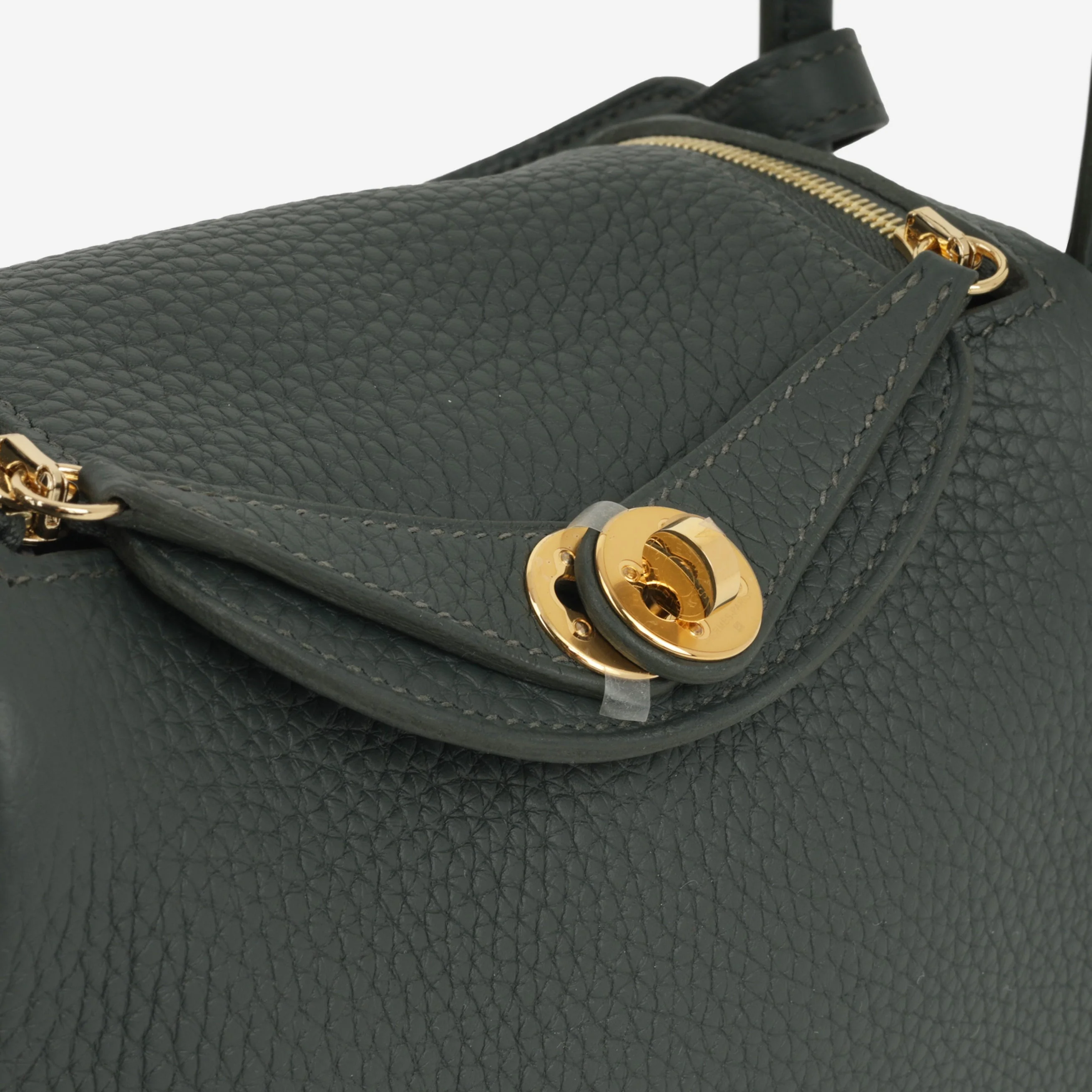 Hermès Mini Lindy - Vert Mangrove Clemence | Gold Hardware - Image 9