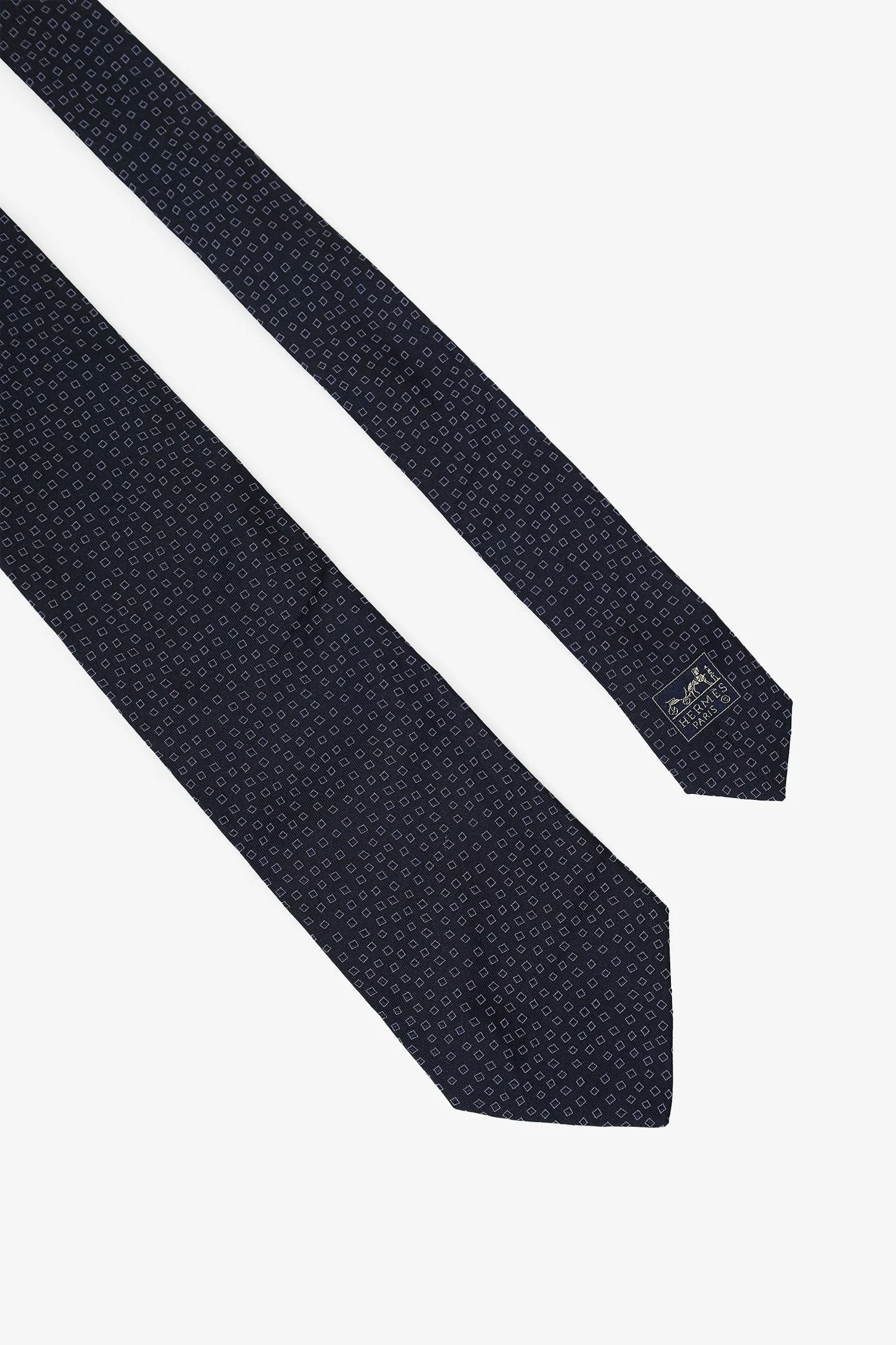 Hermès Navy/Black Silk Patterned Tie - Image 2