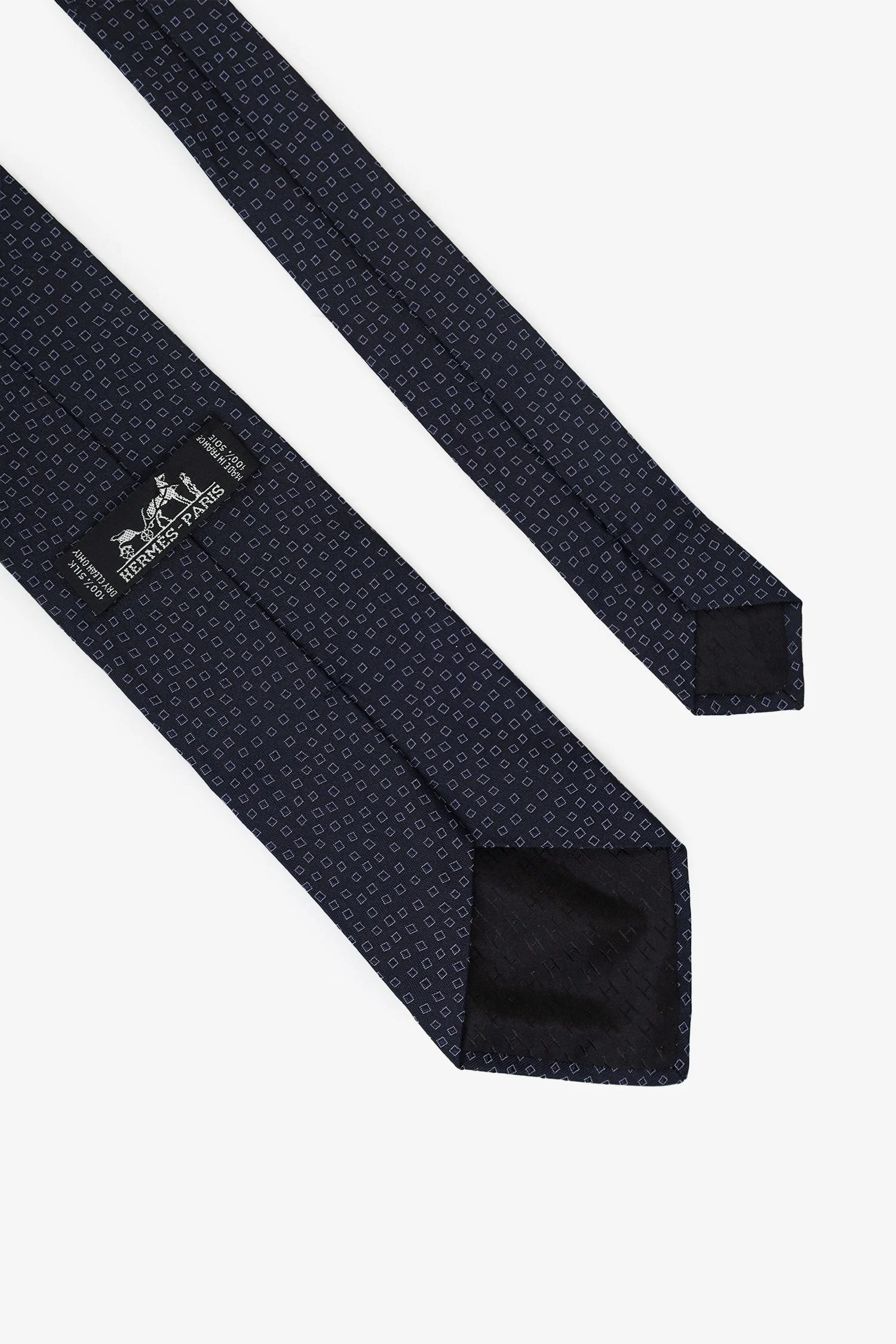 Hermès Navy/Black Silk Patterned Tie - Image 3