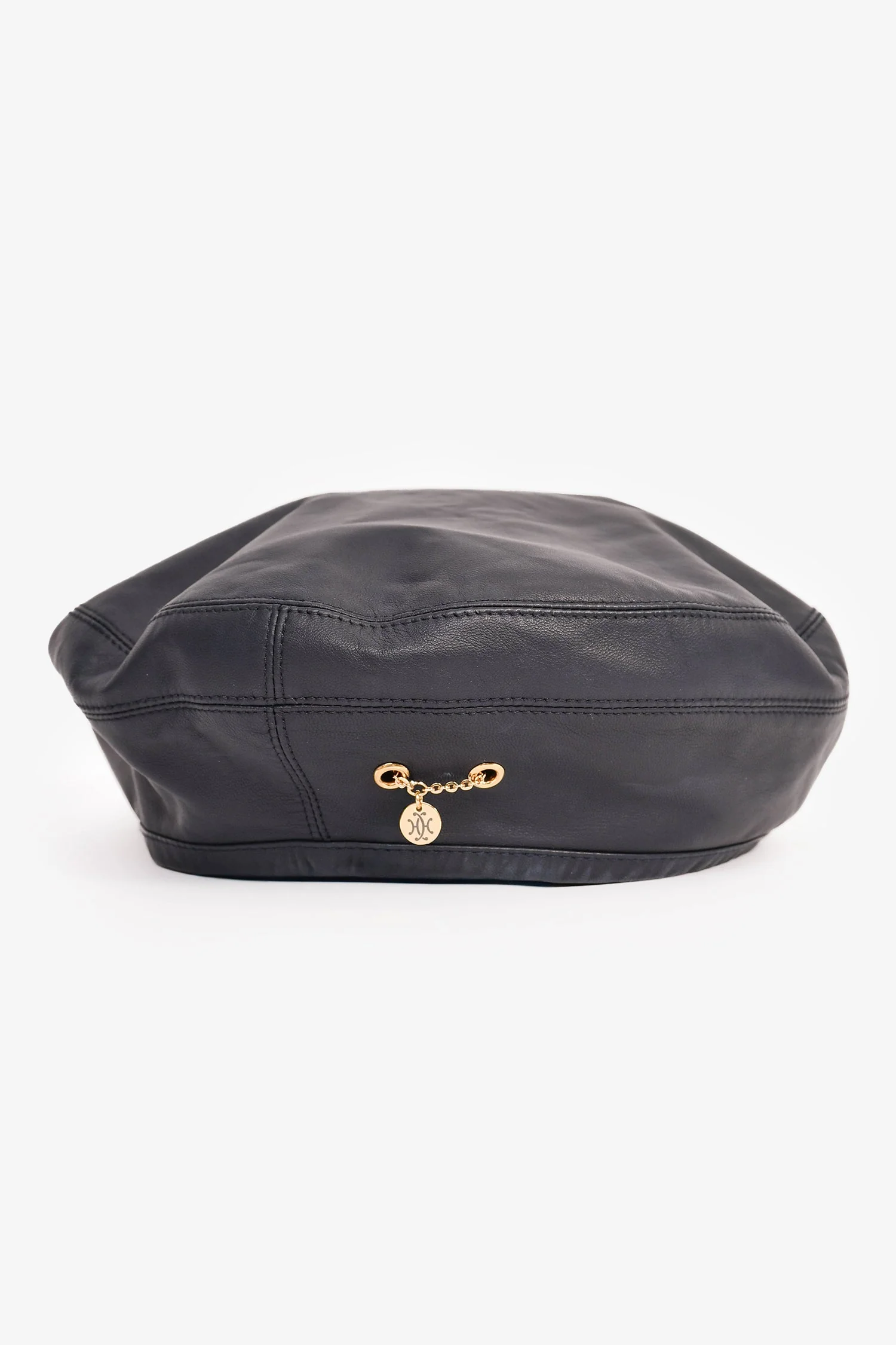 Hermès Navy Leather Beret Size 58 - Image 2