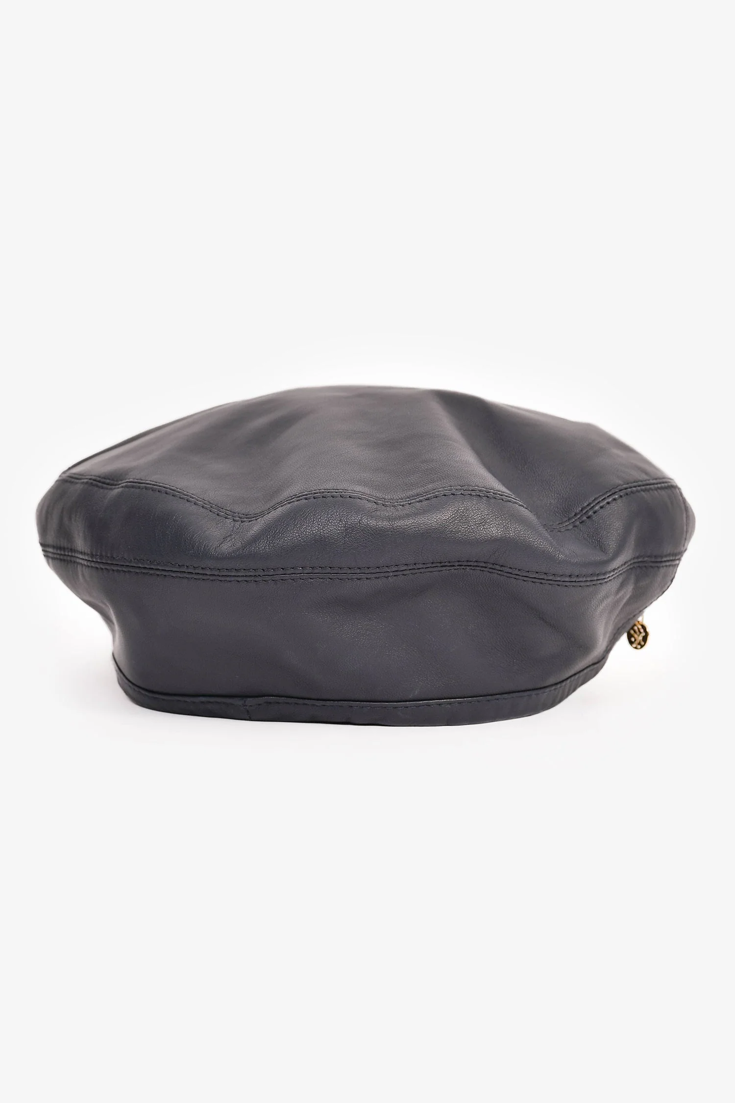 Hermès Navy Leather Beret Size 58 - Image 3