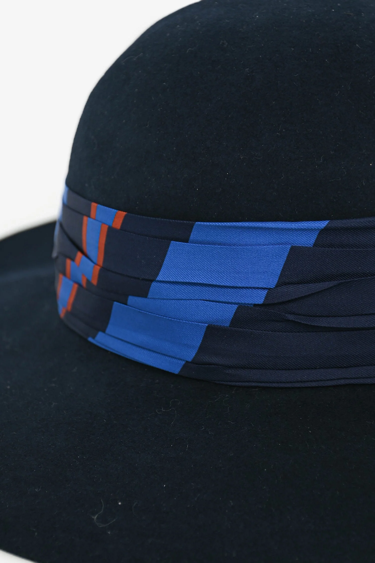 Hermès Navy Silk Scarf Embellished Hat Size 58 - Image 2