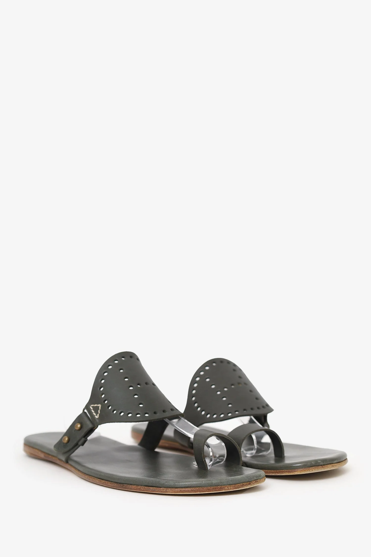 Hermès Olive Leather Hera Sandals Size 42.5 - Image 2