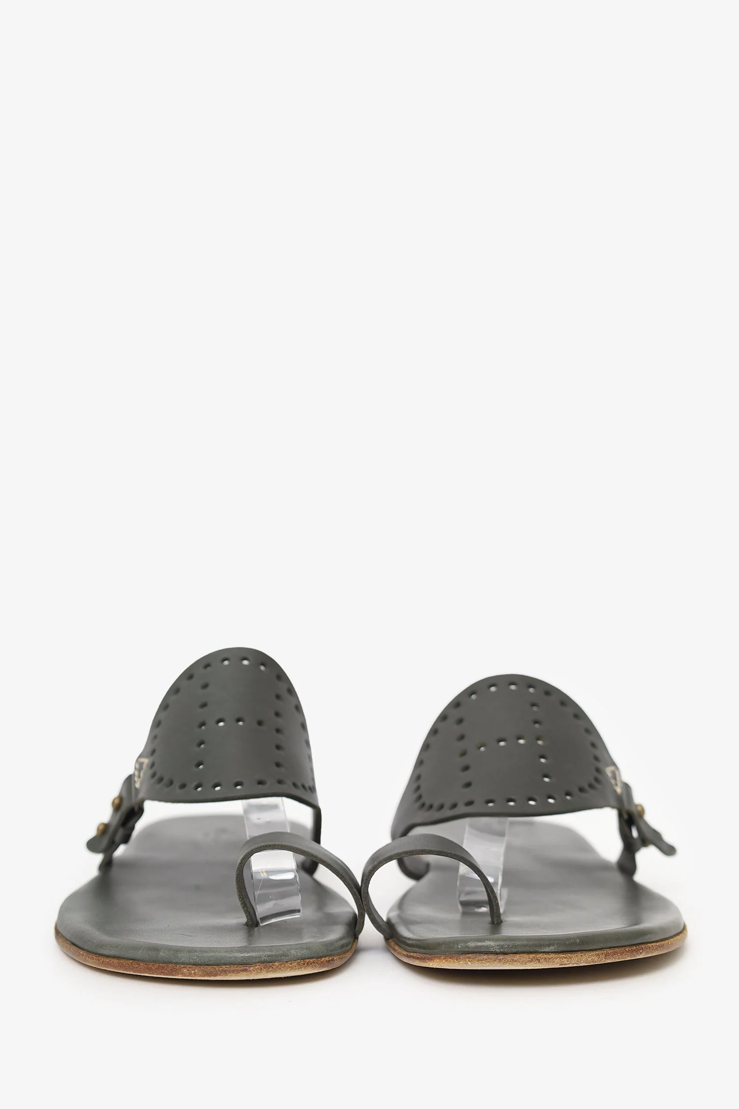 Hermès Olive Leather Hera Sandals Size 42.5 - Image 3