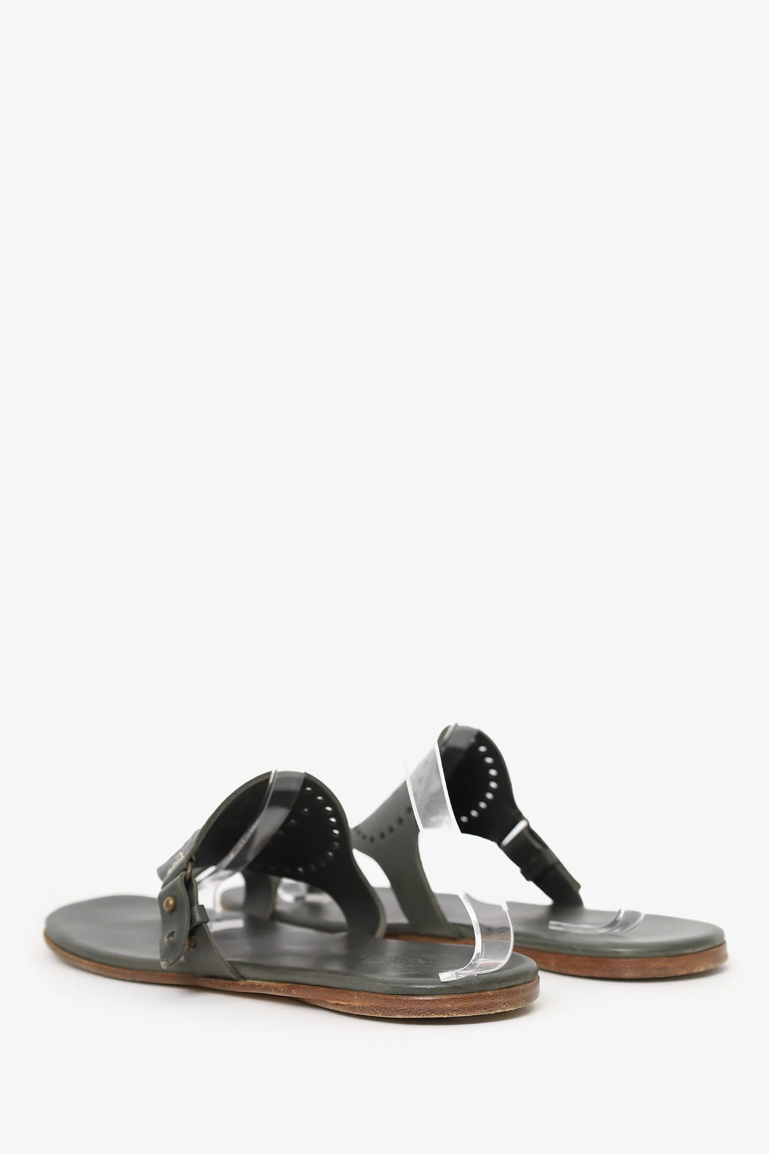 Hermès Olive Leather Hera Sandals Size 42.5 - Image 4