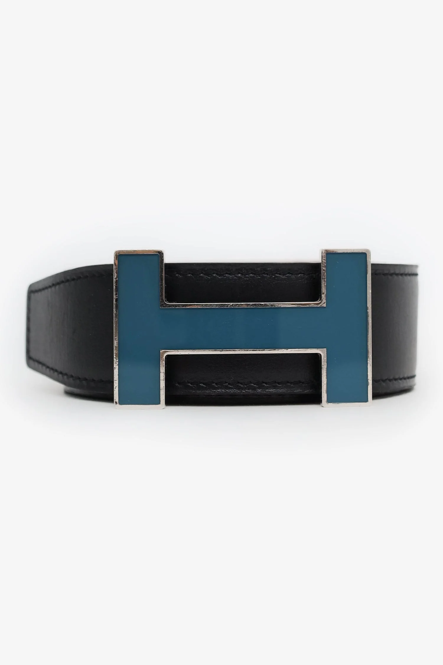 Hermes Orange/Brown Togo/Swift Leather Reversible Constance Belt Size 85 - Image 5
