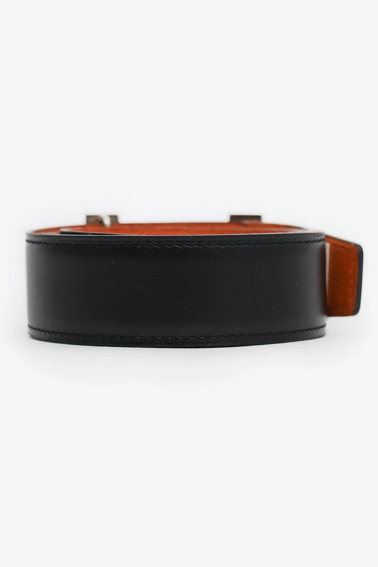 Hermes Orange/Brown Togo/Swift Leather Reversible Constance Belt Size 85 - Image 7
