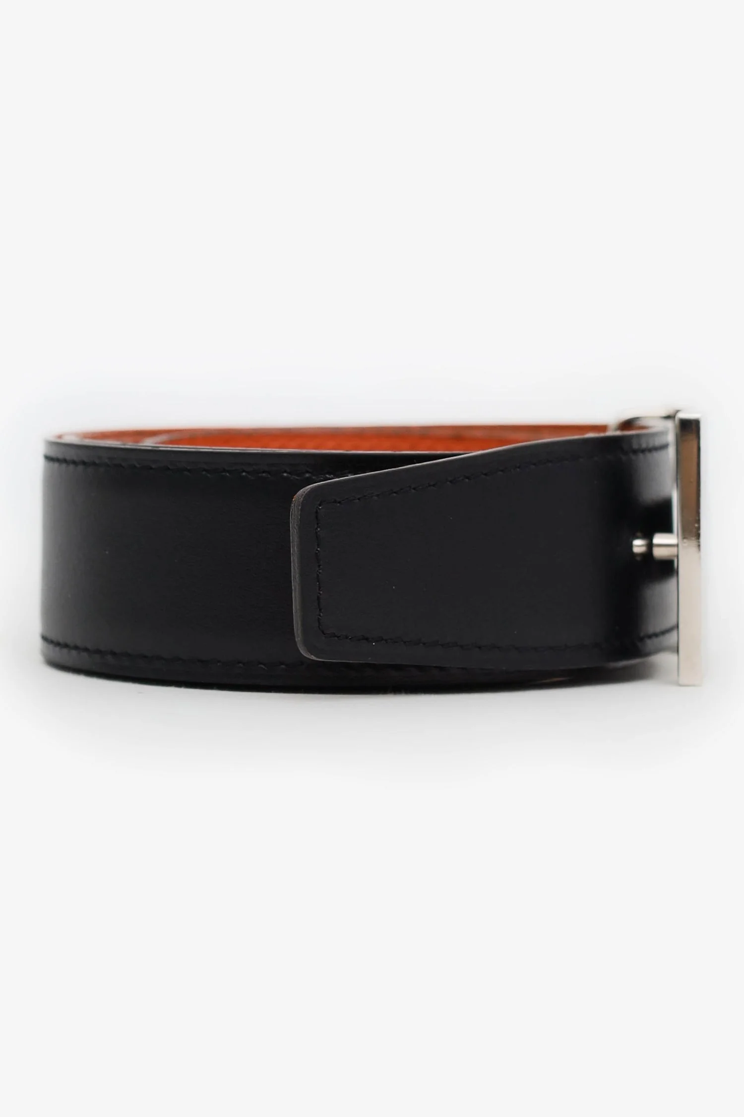 Hermes Orange/Brown Togo/Swift Leather Reversible Constance Belt Size 85 - Image 8