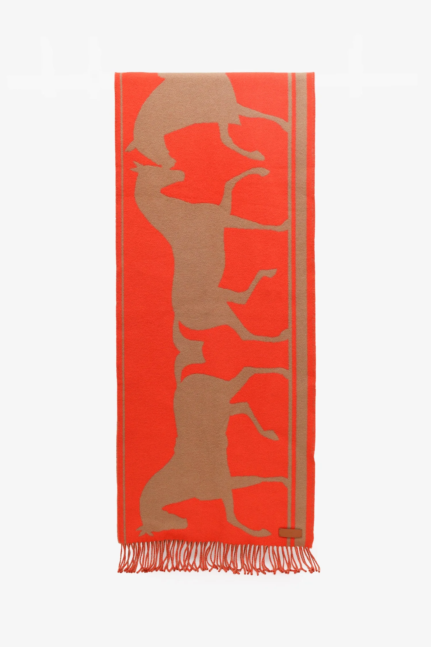 Hermès Orange Cashmere Camel/Vermillion Scarf
