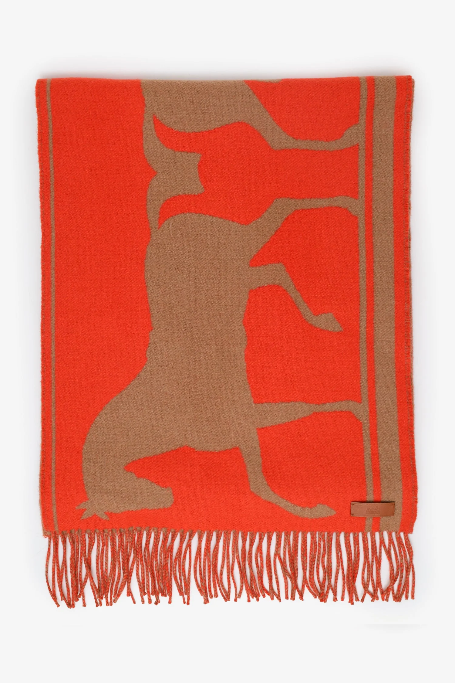 Hermès Orange Cashmere Camel/Vermillion Scarf - Image 3