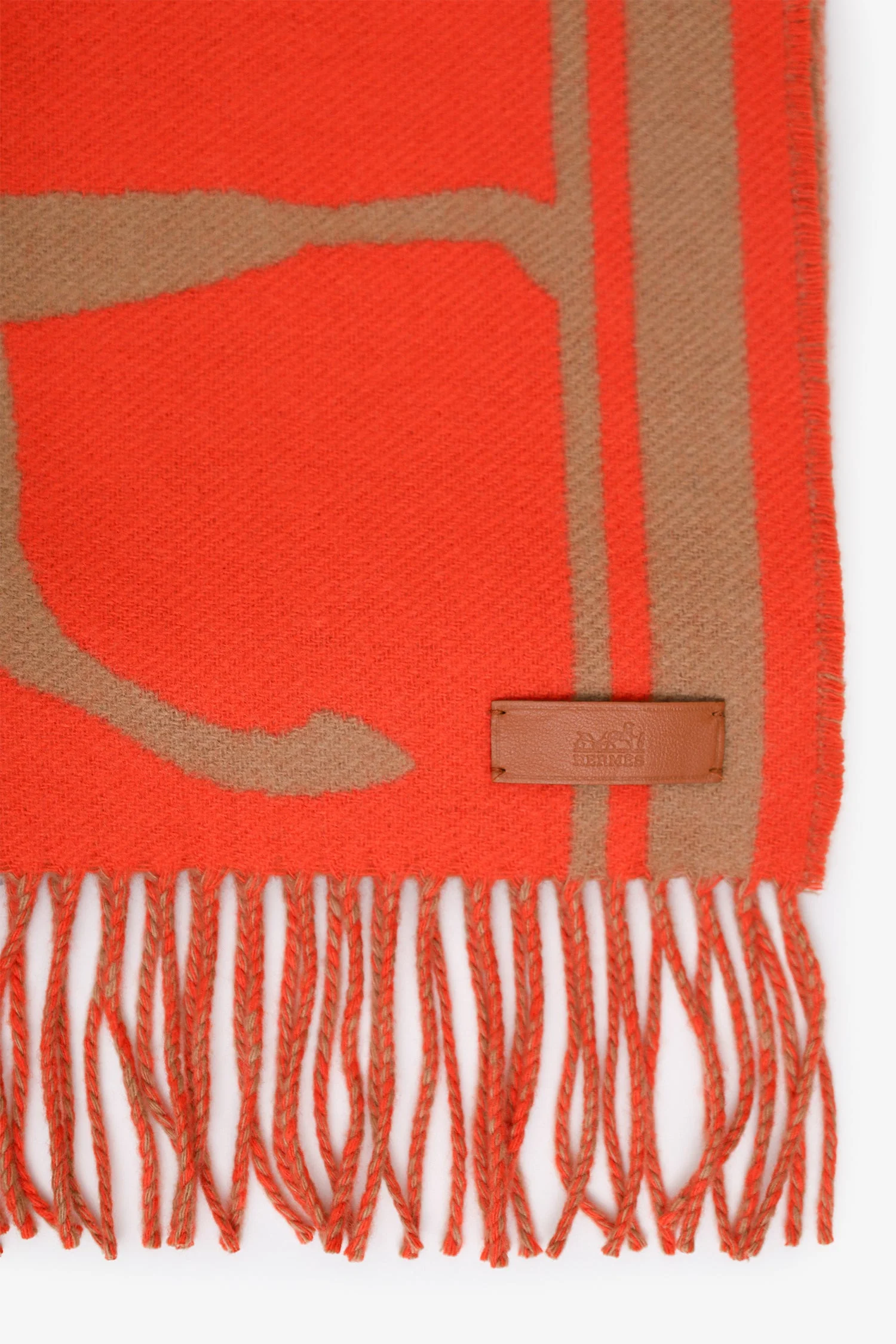 Hermès Orange Cashmere Camel/Vermillion Scarf - Image 4