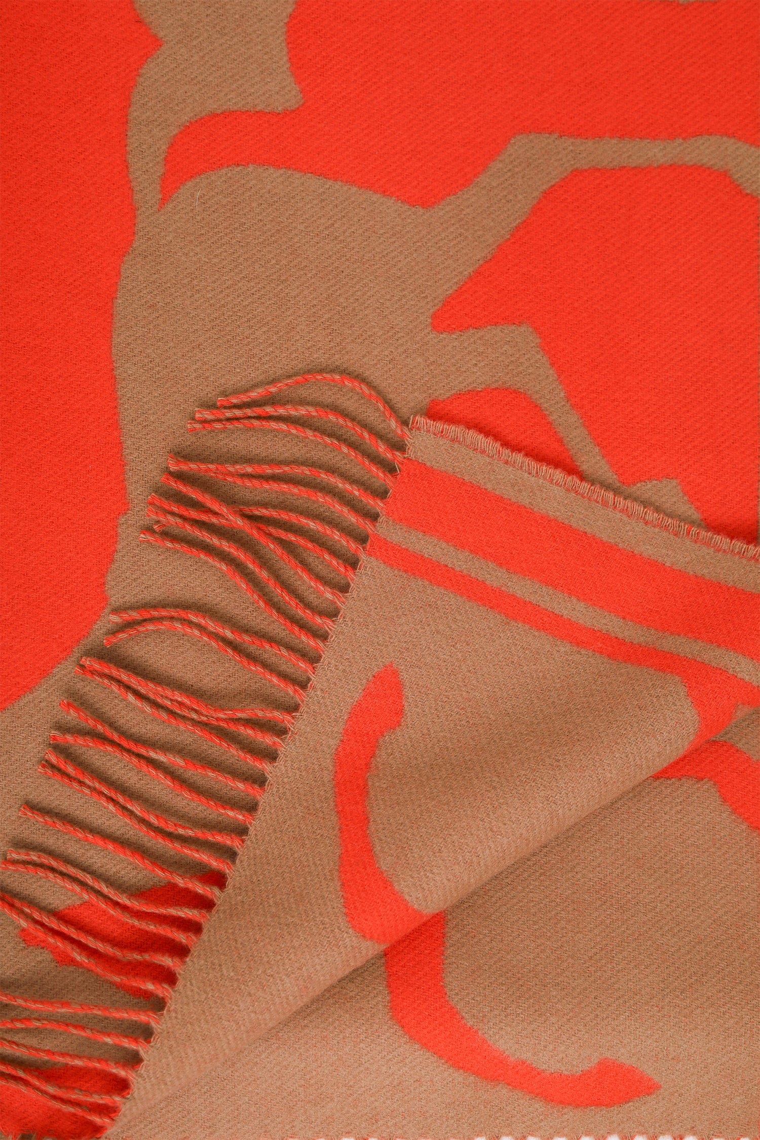 Hermès Orange Cashmere Camel/Vermillion Scarf - Image 5