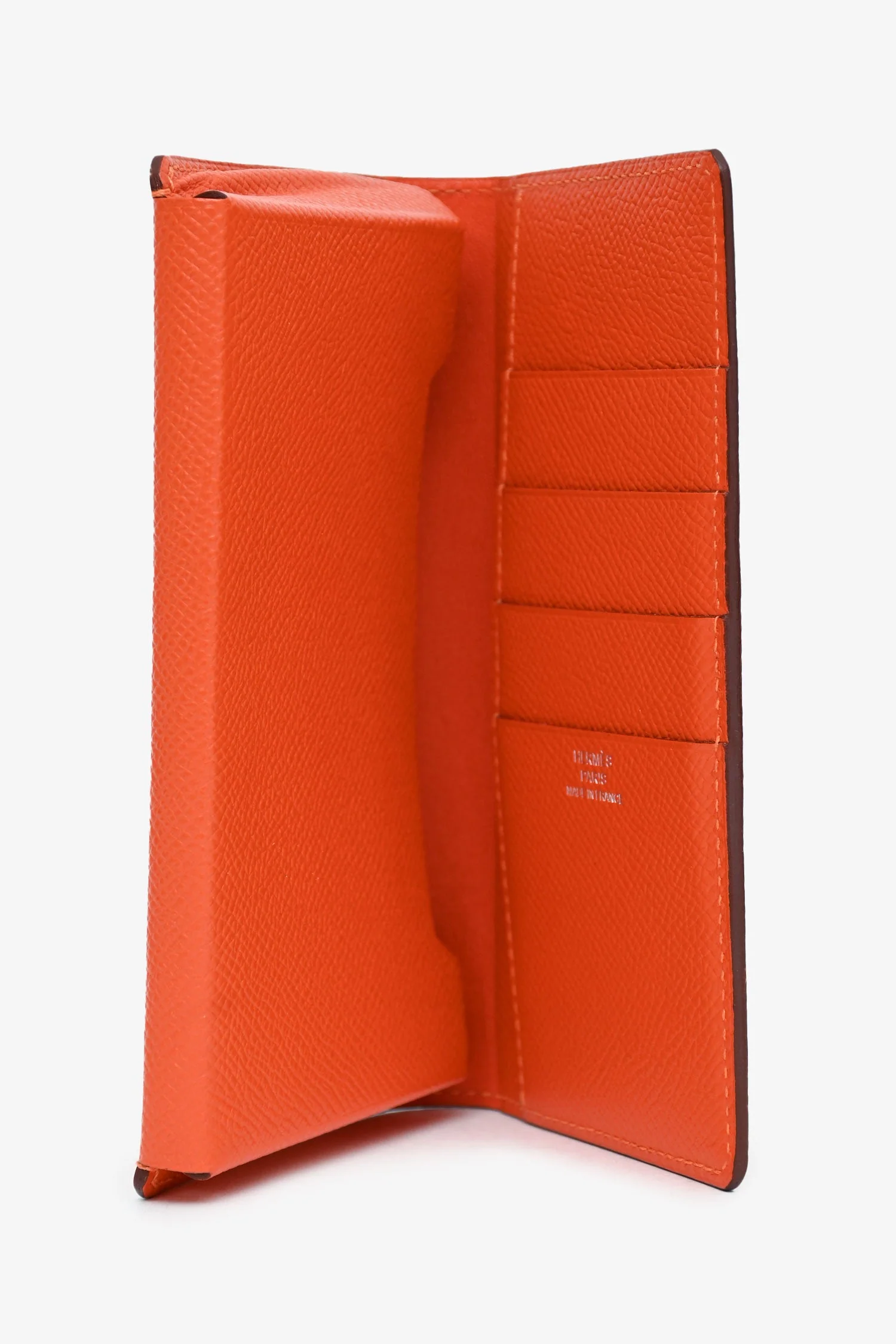 Hermès Orange Epsom Leather Long Bi-Fold Wallet - Image 5