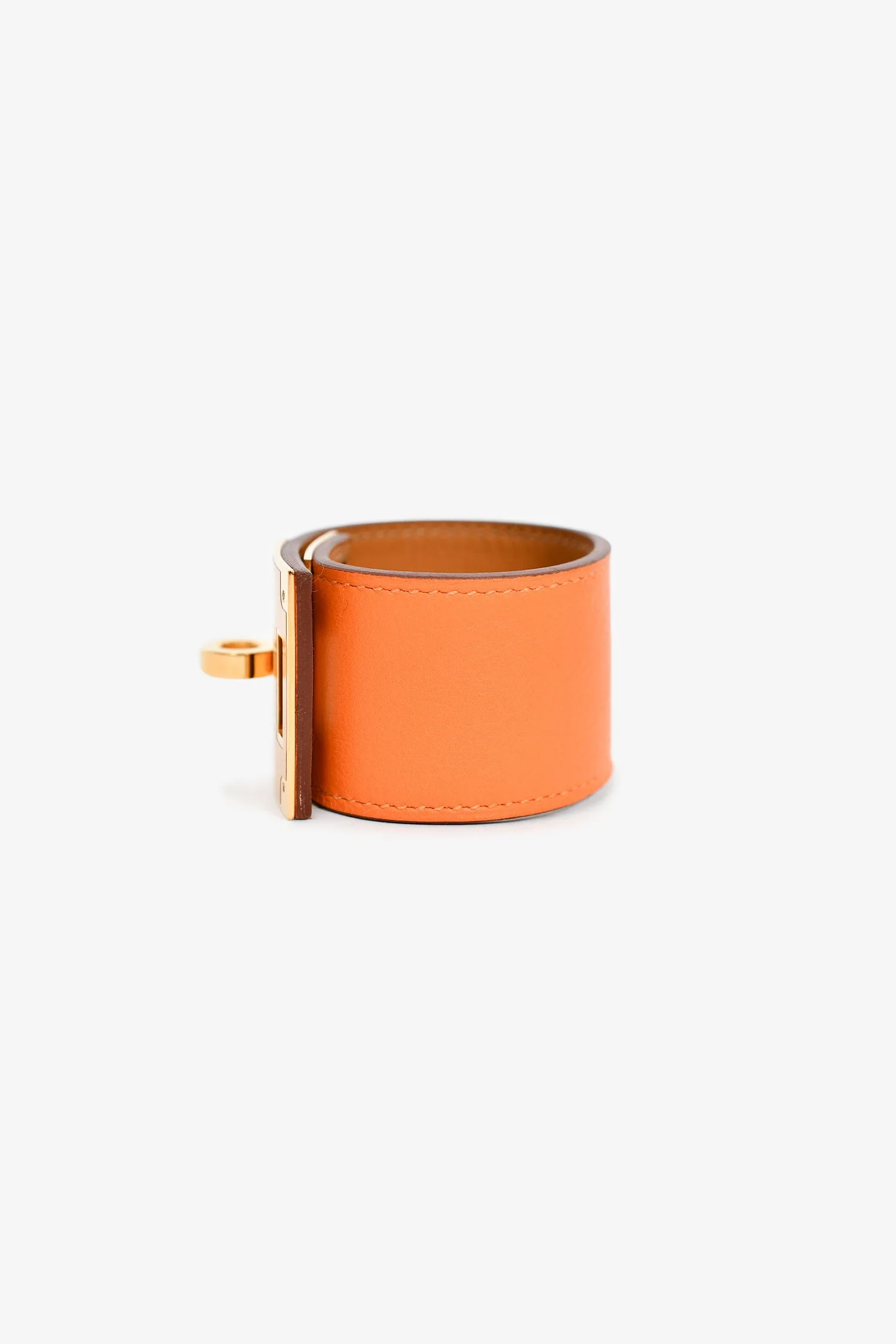 Hermes Orange Leather 'Kelly Dog' Bracelet - Image 2