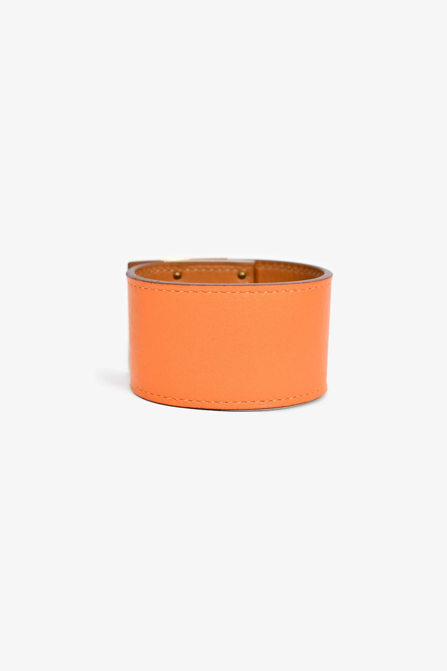 Hermes Orange Leather 'Kelly Dog' Bracelet - Image 3