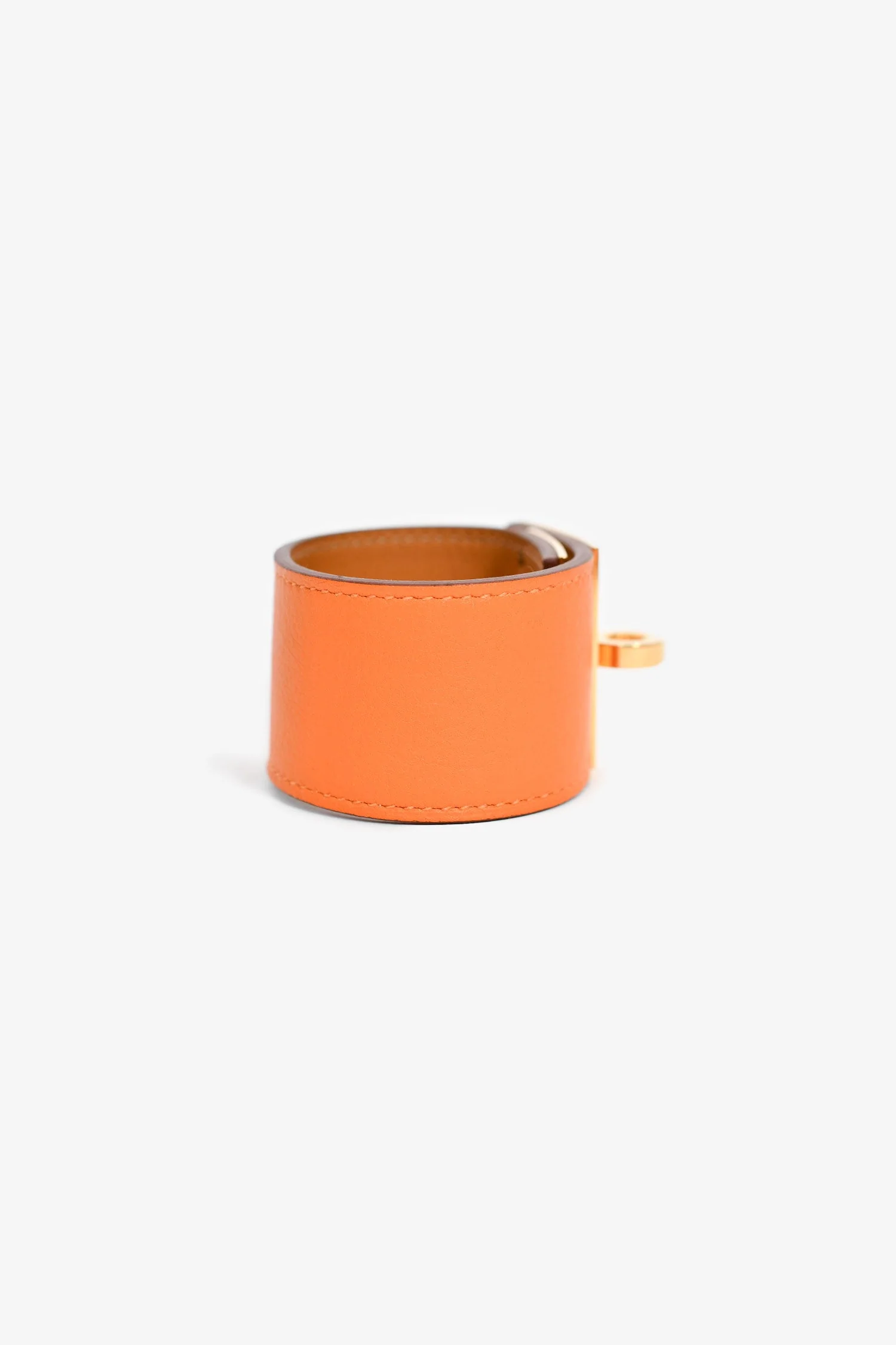 Hermes Orange Leather 'Kelly Dog' Bracelet - Image 4