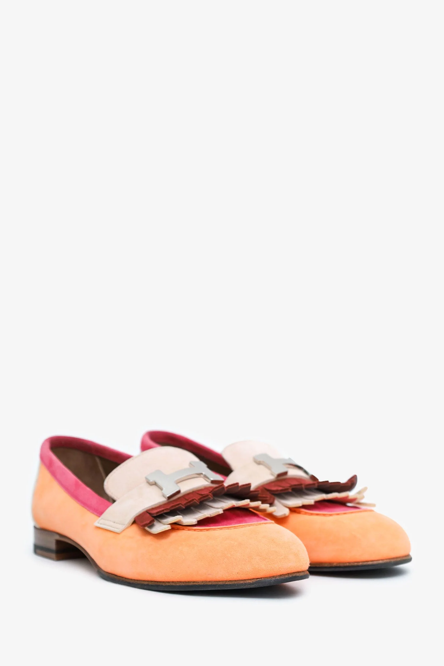 Hermès Orange/Pink Suede 'Royal' Loafers Size 36 - Image 2