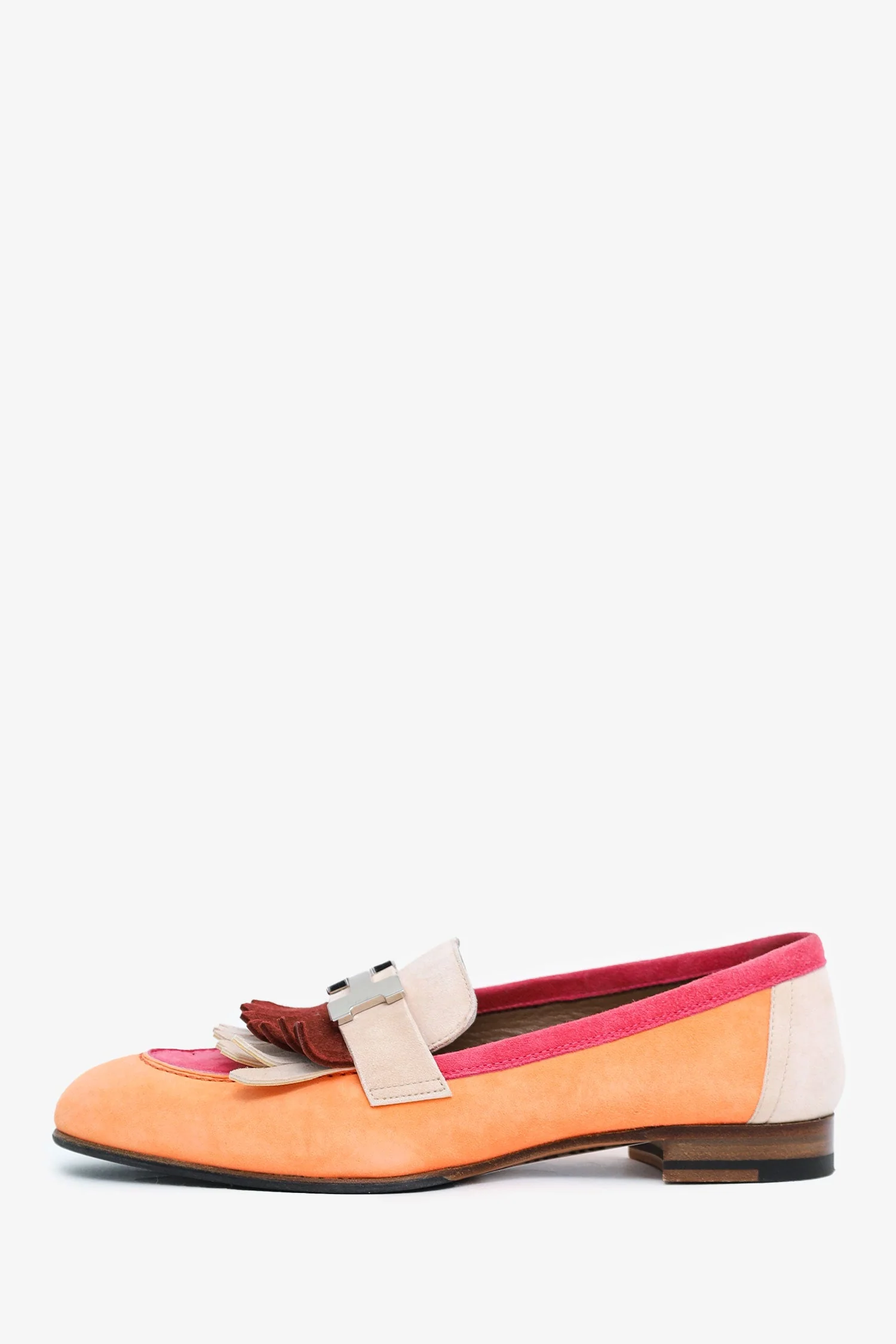 Hermès Orange/Pink Suede 'Royal' Loafers Size 36 - Image 5