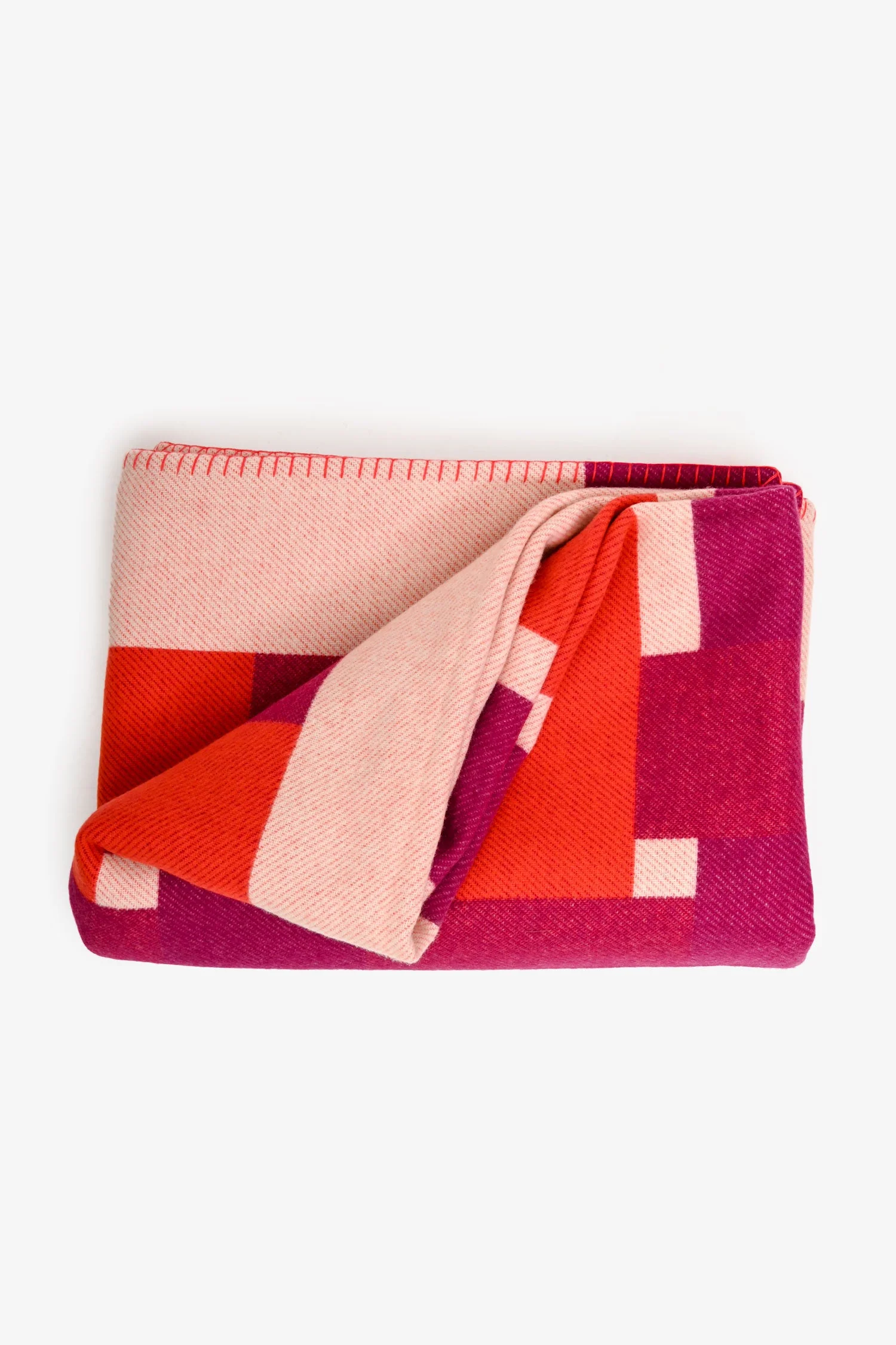 Hermès Orange/Purple Wool/Cashmere Colour Block Blanket - Image 5