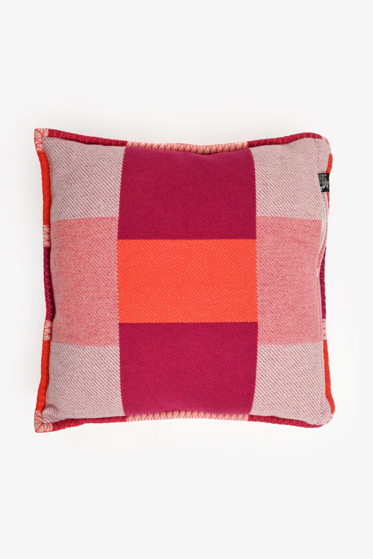 Hermès Orange/Purple Wool/Cashmere Colour Block Pillow 50cm - Image 2