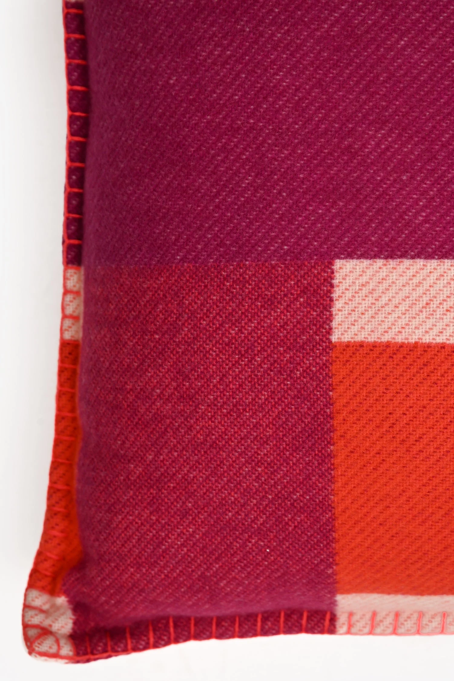 Hermès Orange/Purple Wool/Cashmere Colour Block Pillow 50cm - Image 3