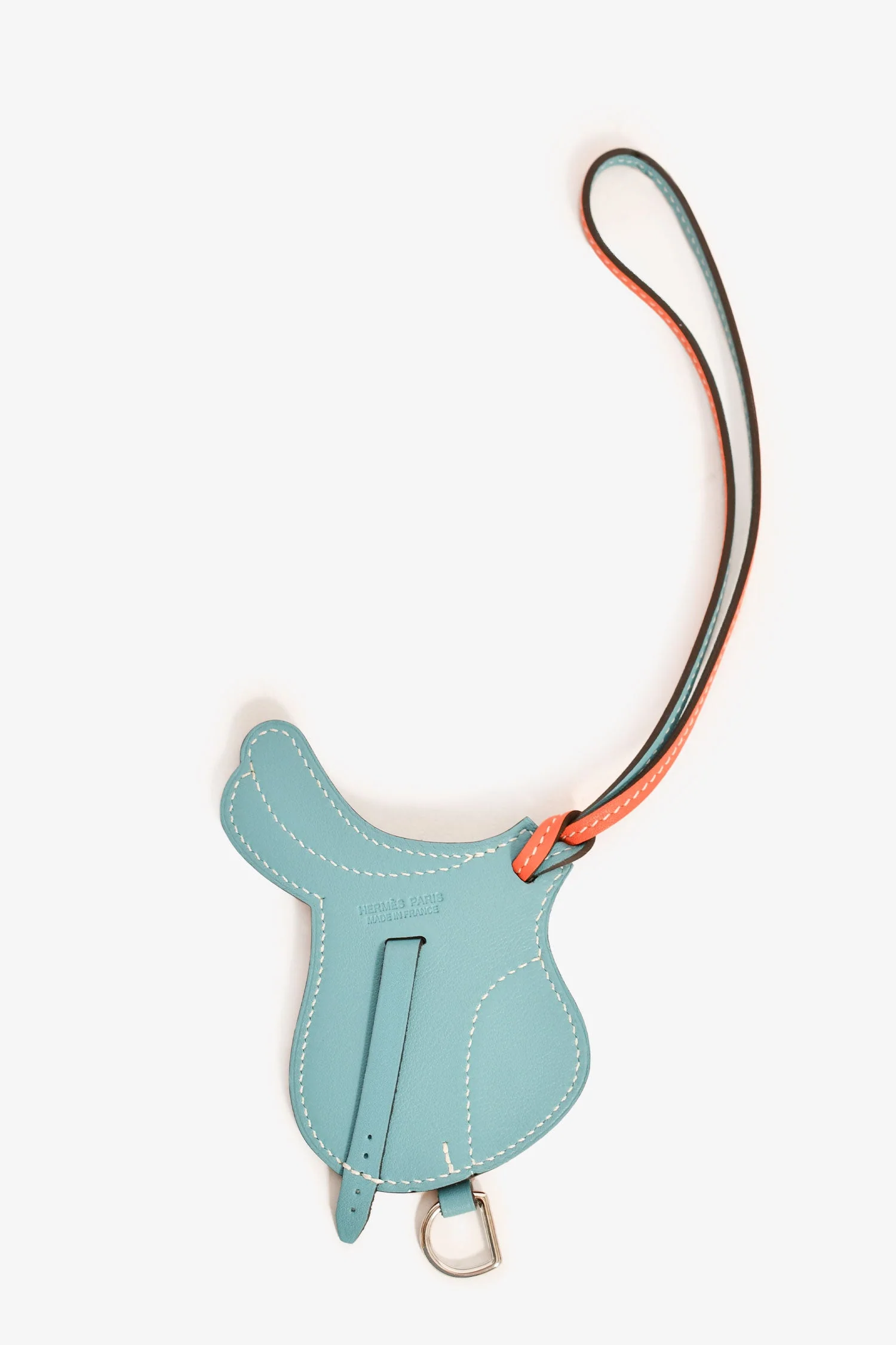 Hermès Orange/Teal Leather Paddock Selle Horse Saddle Charm - Image 3
