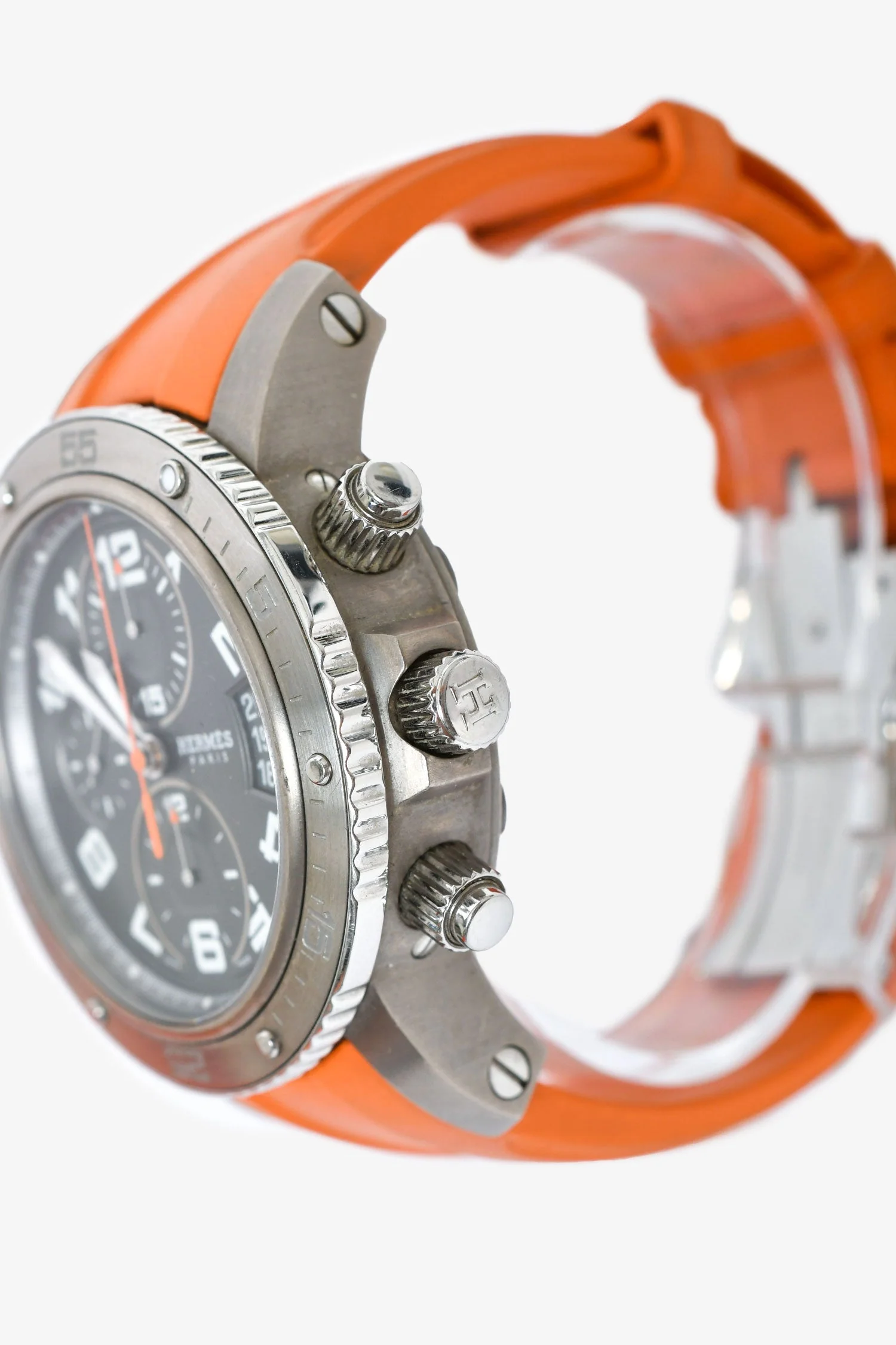 Hermès Orange Titanium Automatic Clipper Chronograph Watch 44mm - Image 3