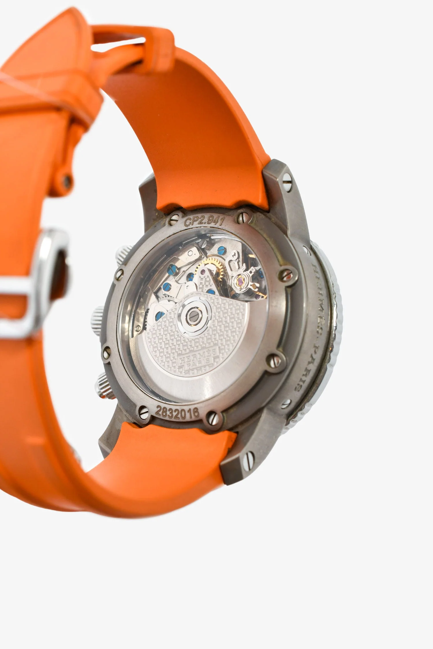 Hermès Orange Titanium Automatic Clipper Chronograph Watch 44mm - Image 4