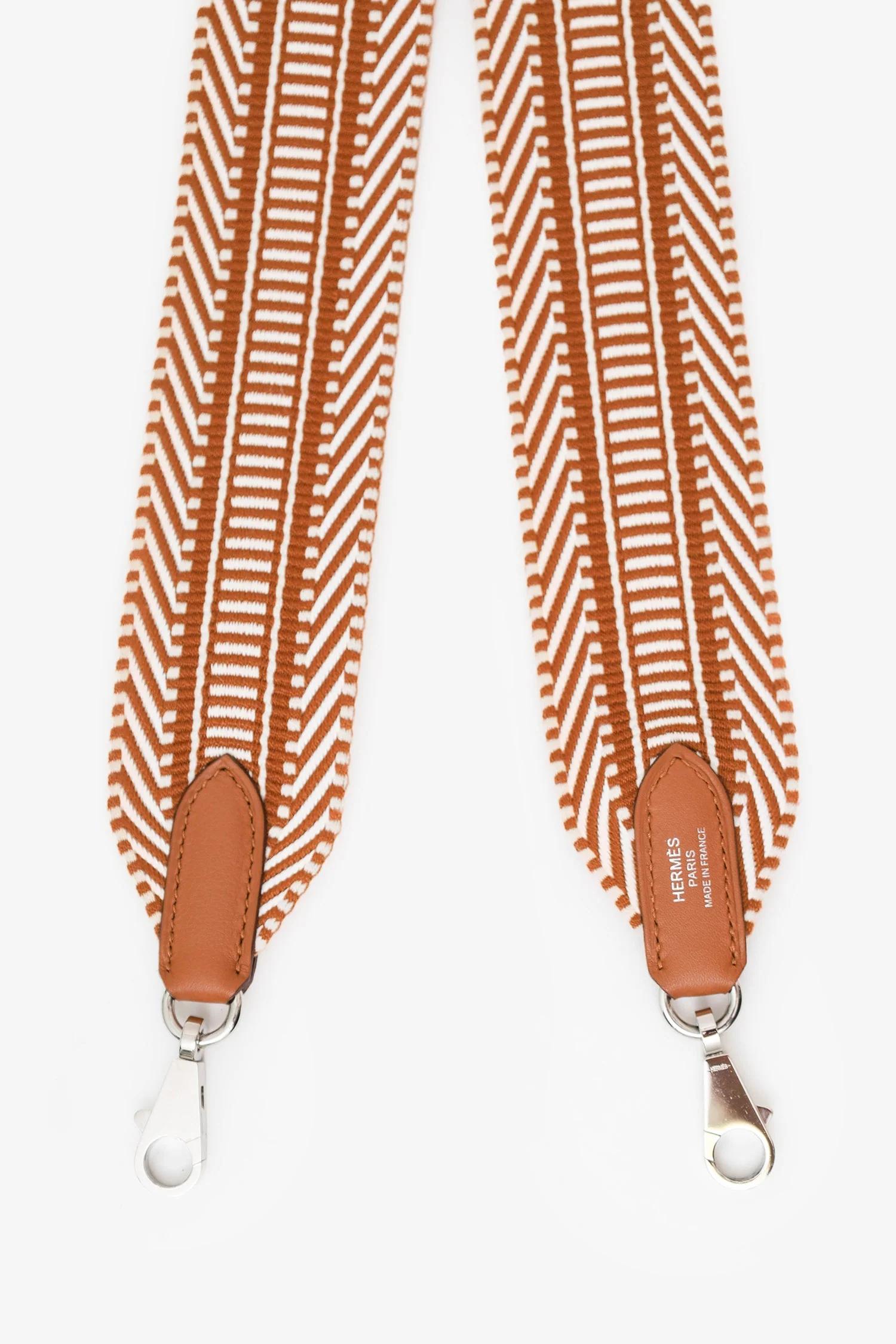 Hermès Orange/White 'Sangle Cavale' 50mm Bag Strap - Image 4