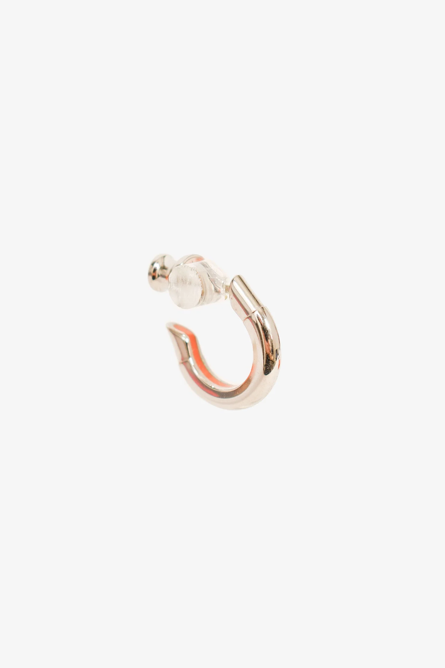 Hermès Palladium Plated Single 'Sabot' Mini Hoop Earring - Image 3