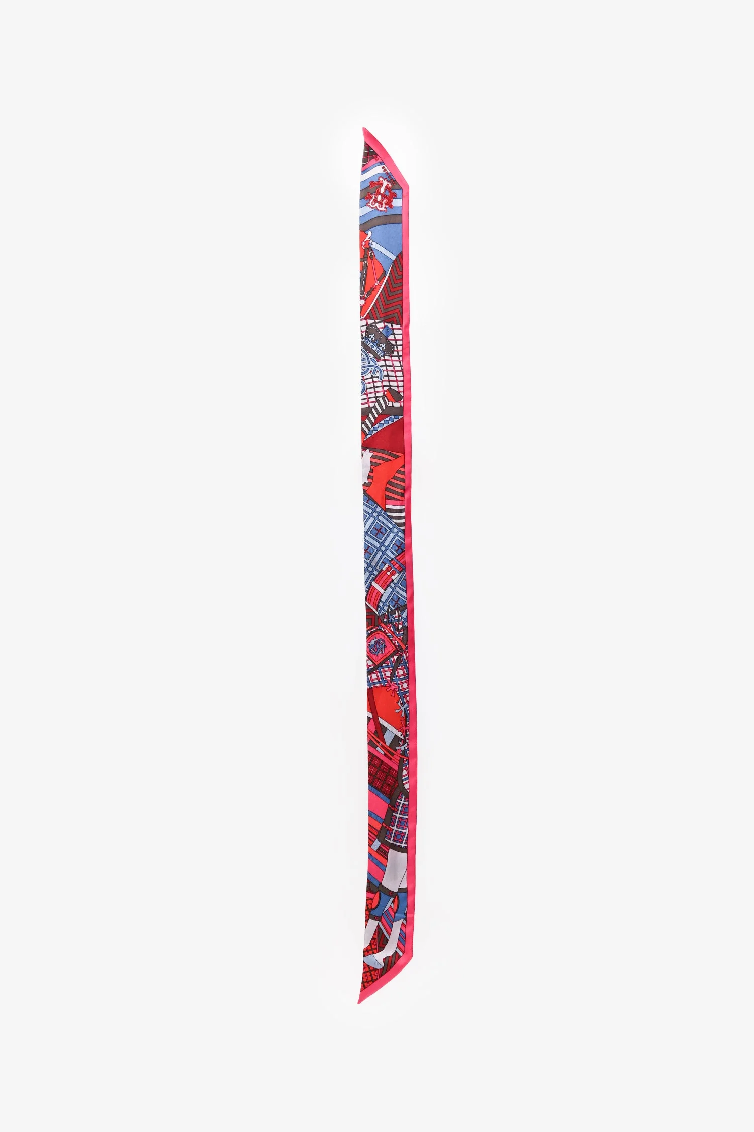 Hermès Pink/Blue Silk Graphic Print Twilly