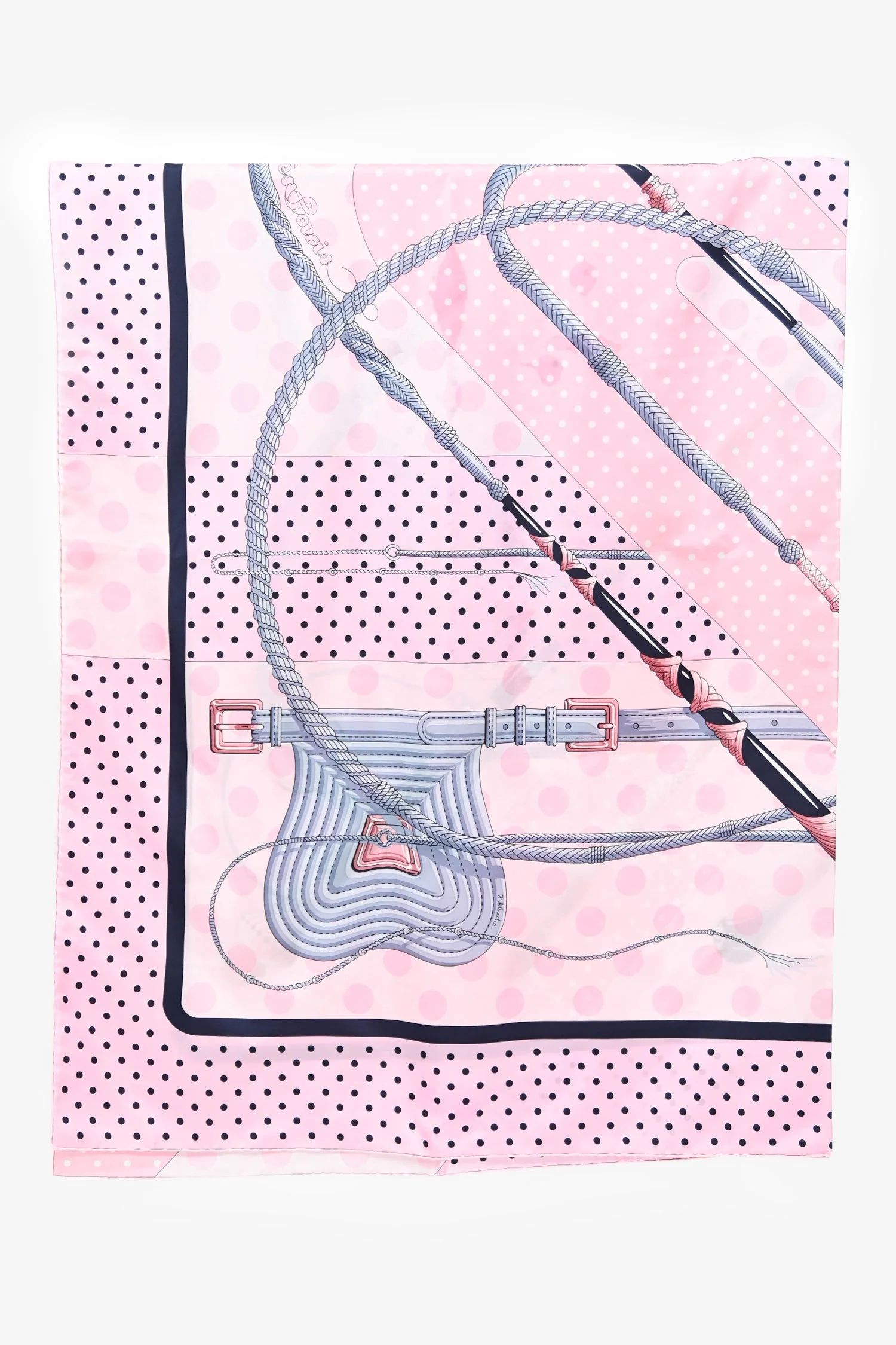 Hermès Pink/Light Blue Silk 'Clic Clac' Shawl 140