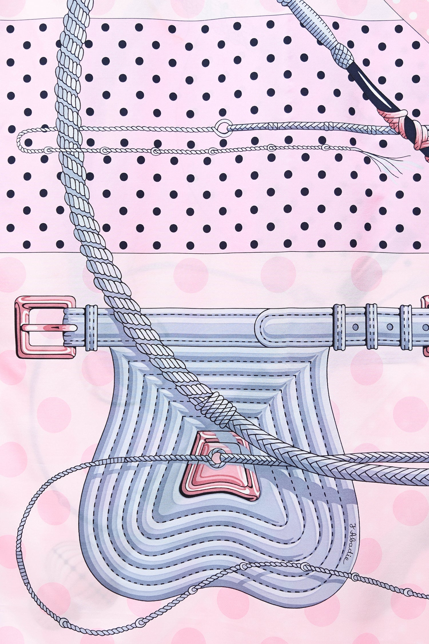 Hermès Pink/Light Blue Silk 'Clic Clac' Shawl 140 - Image 3