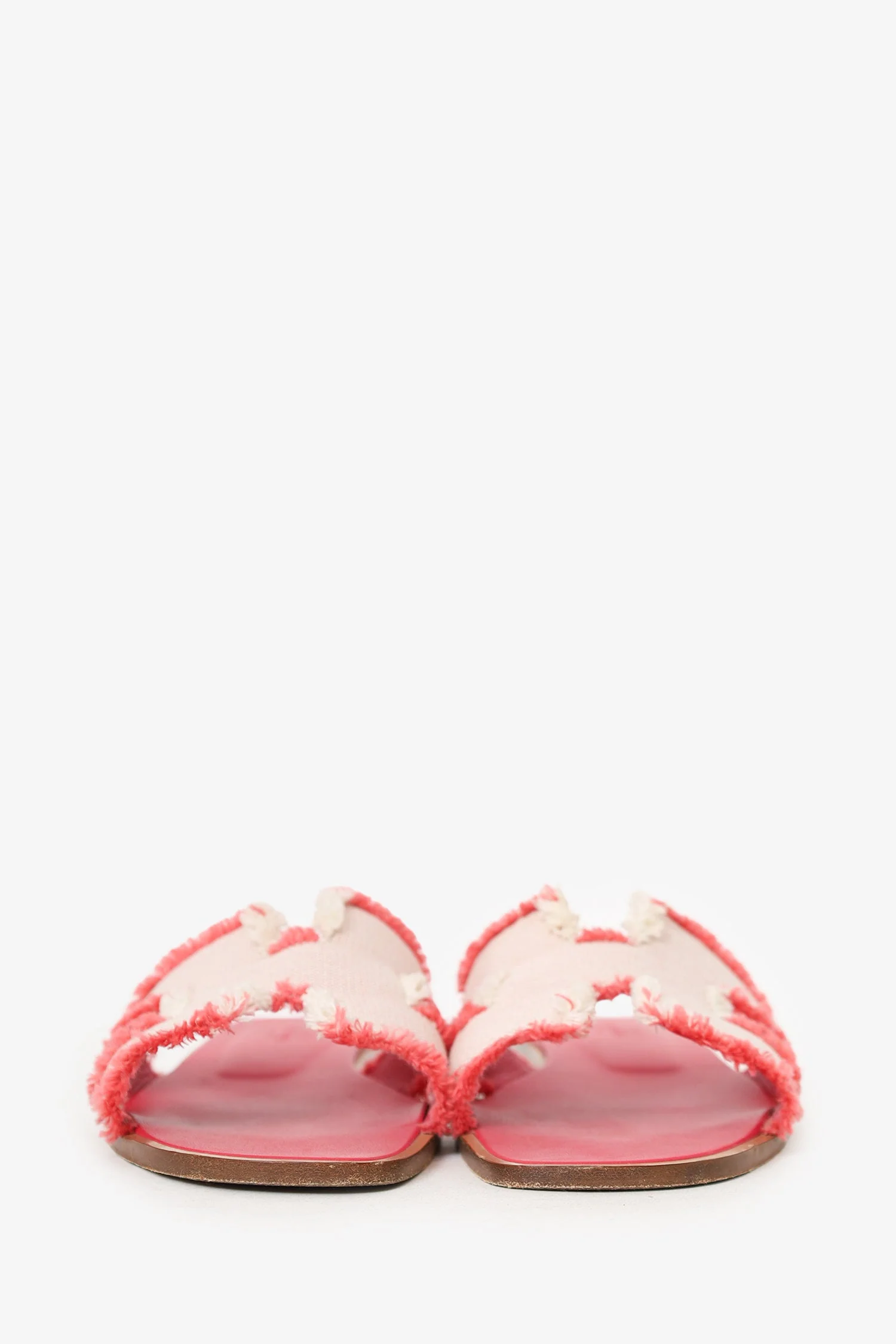 Hermès Pink Maxi Fringed Canvas Oran Sandals Size 39 - Image 3