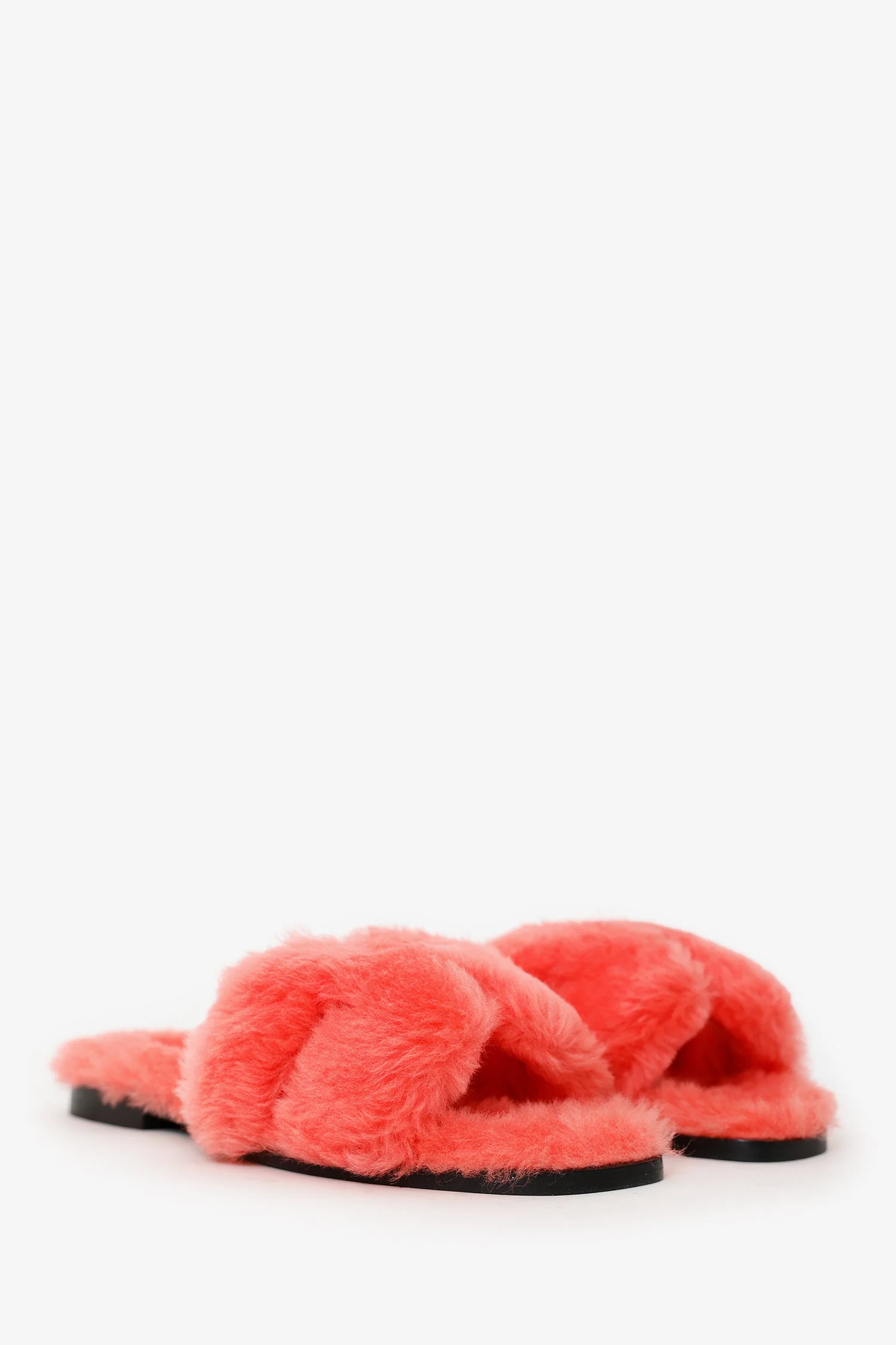Hermès Pink Shearling 'Oran' Sandals Size 35 - Image 2