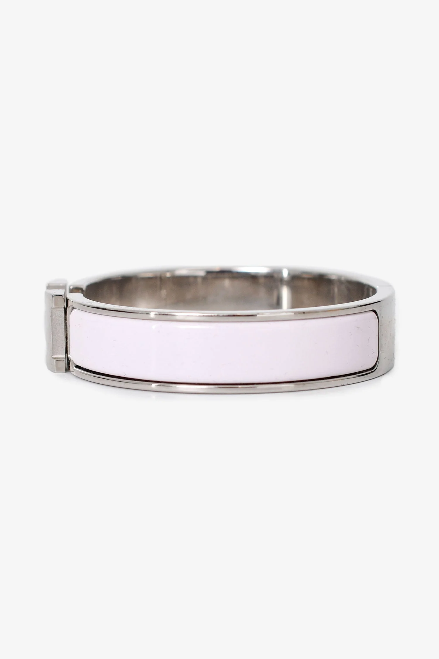 Hermès Pink Silver Tone/Silver Metal/Enamel Clic Clac H Bracelet - Image 4