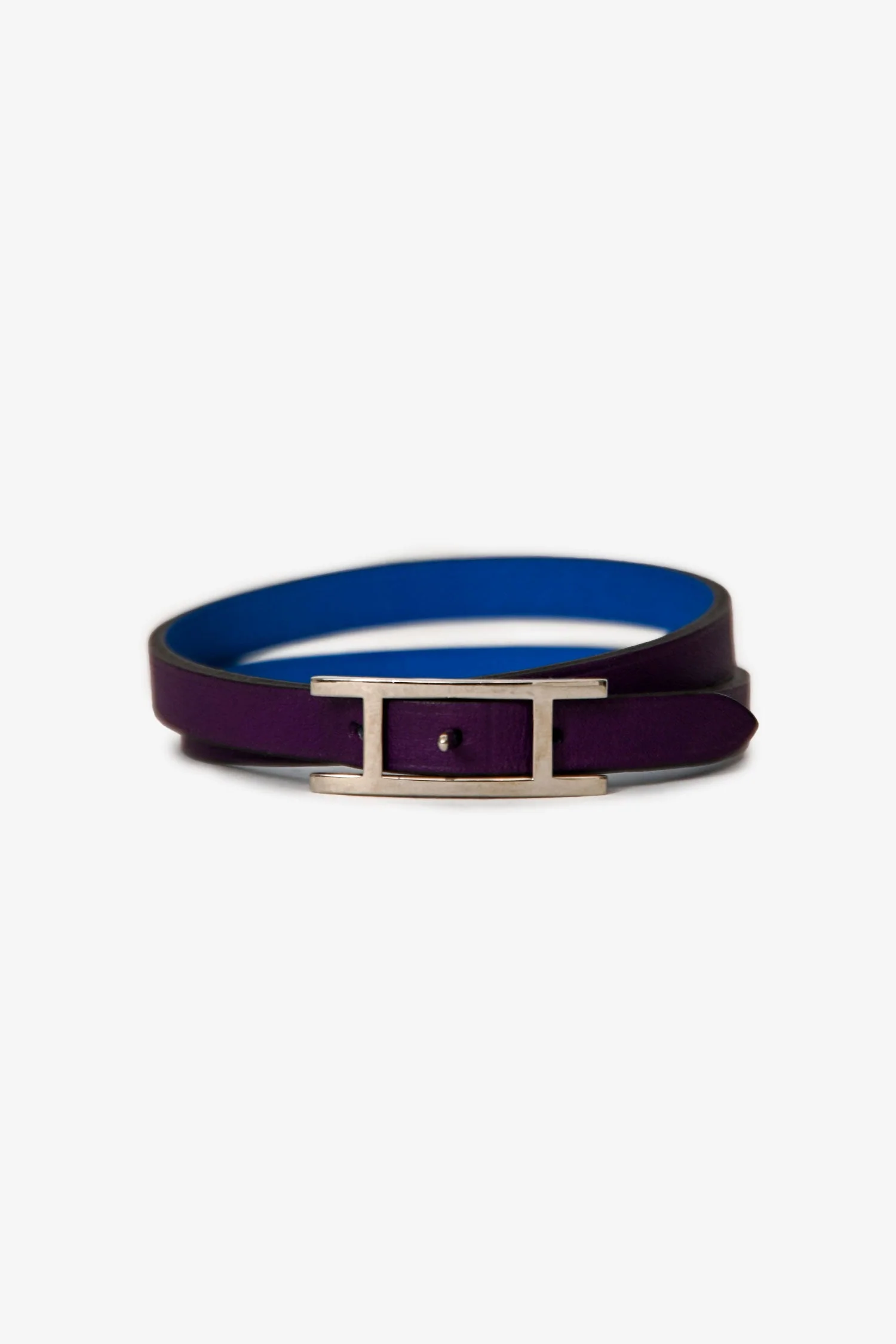 Hermès Purple Leather Double Tour Behapi Bracelet