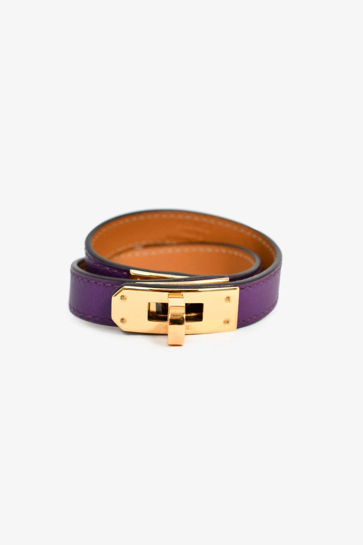 Hermes Purple Leather Double Tour Bracelet