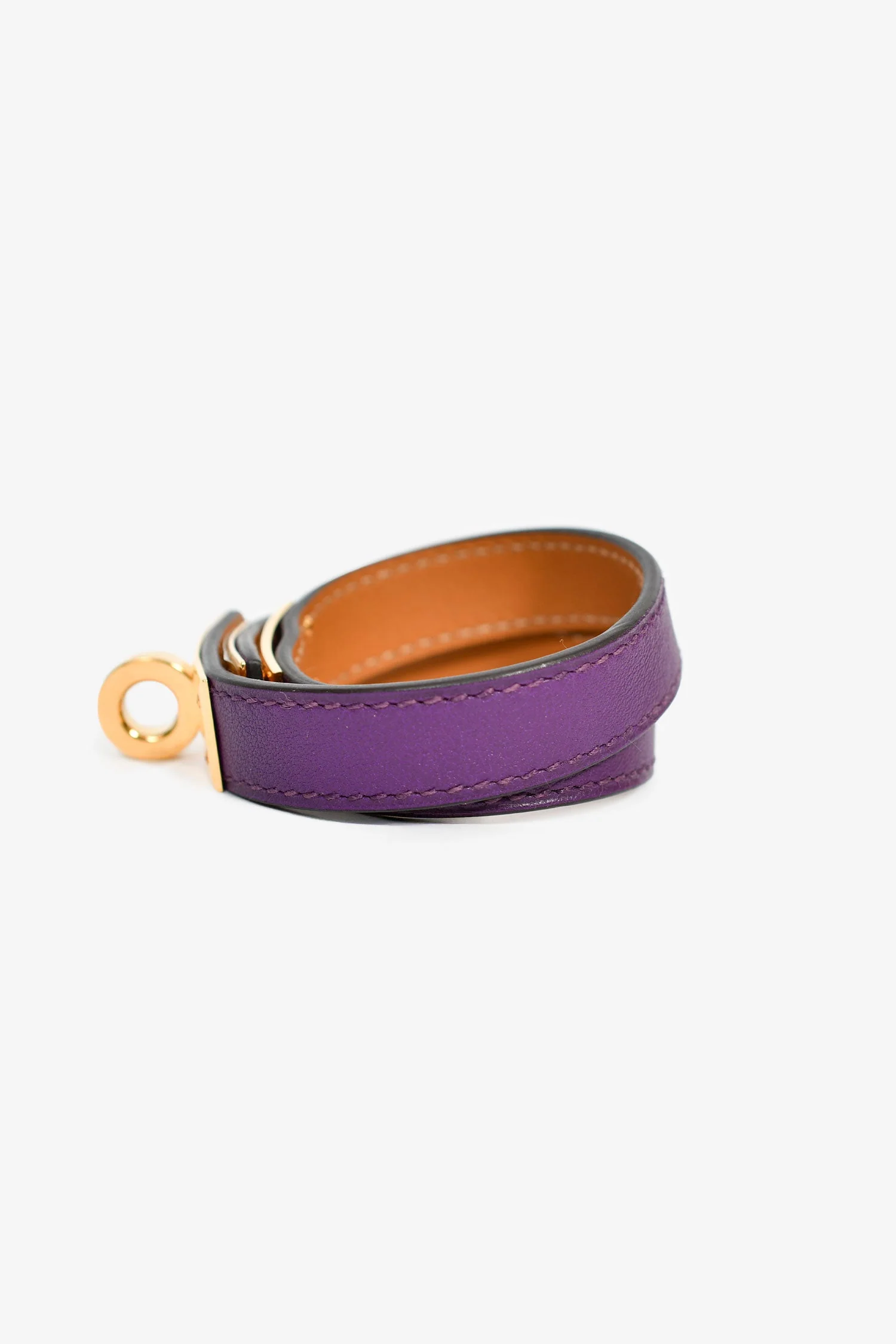 Hermes Purple Leather Double Tour Bracelet - Image 2