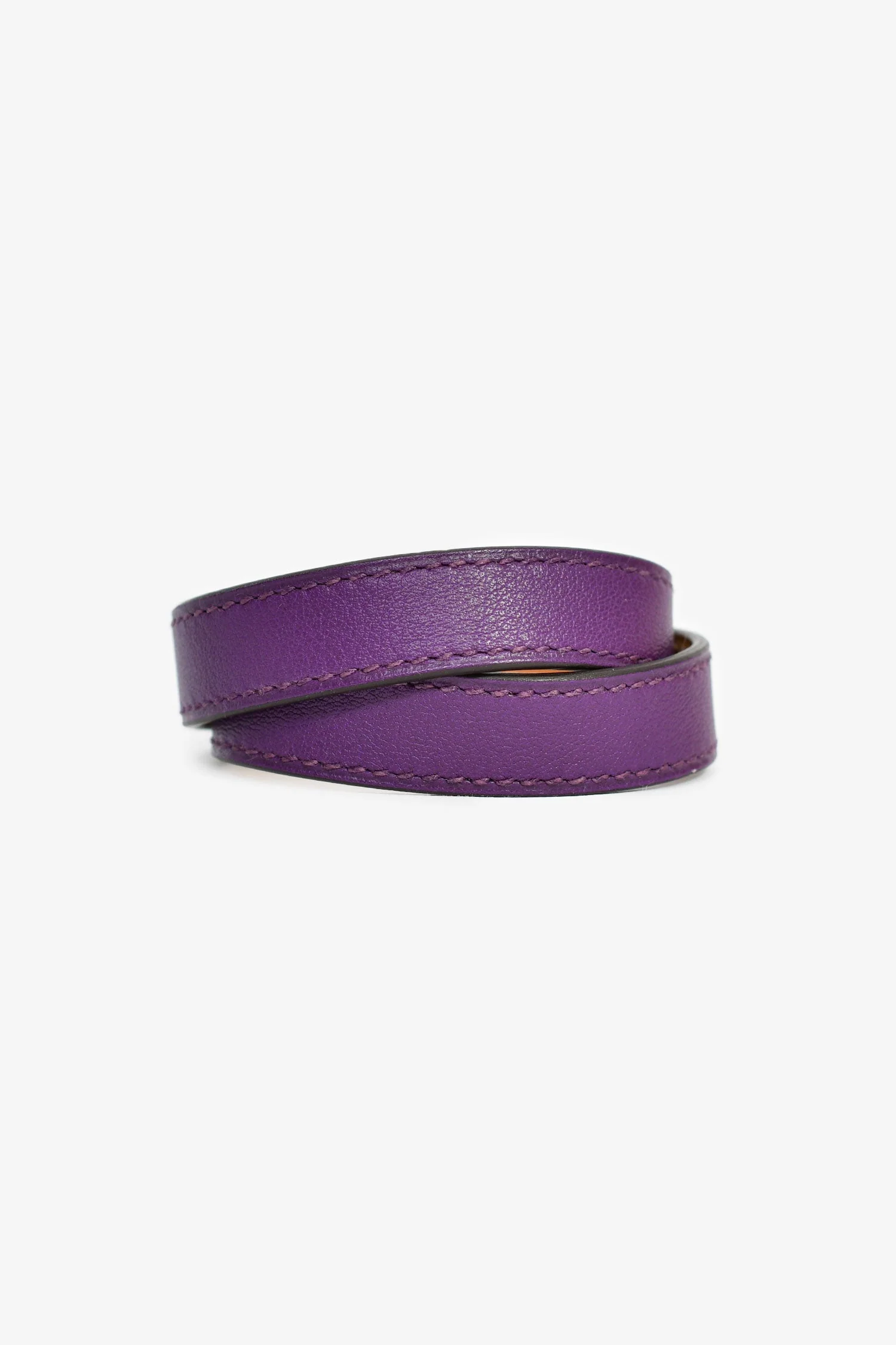 Hermes Purple Leather Double Tour Bracelet - Image 3