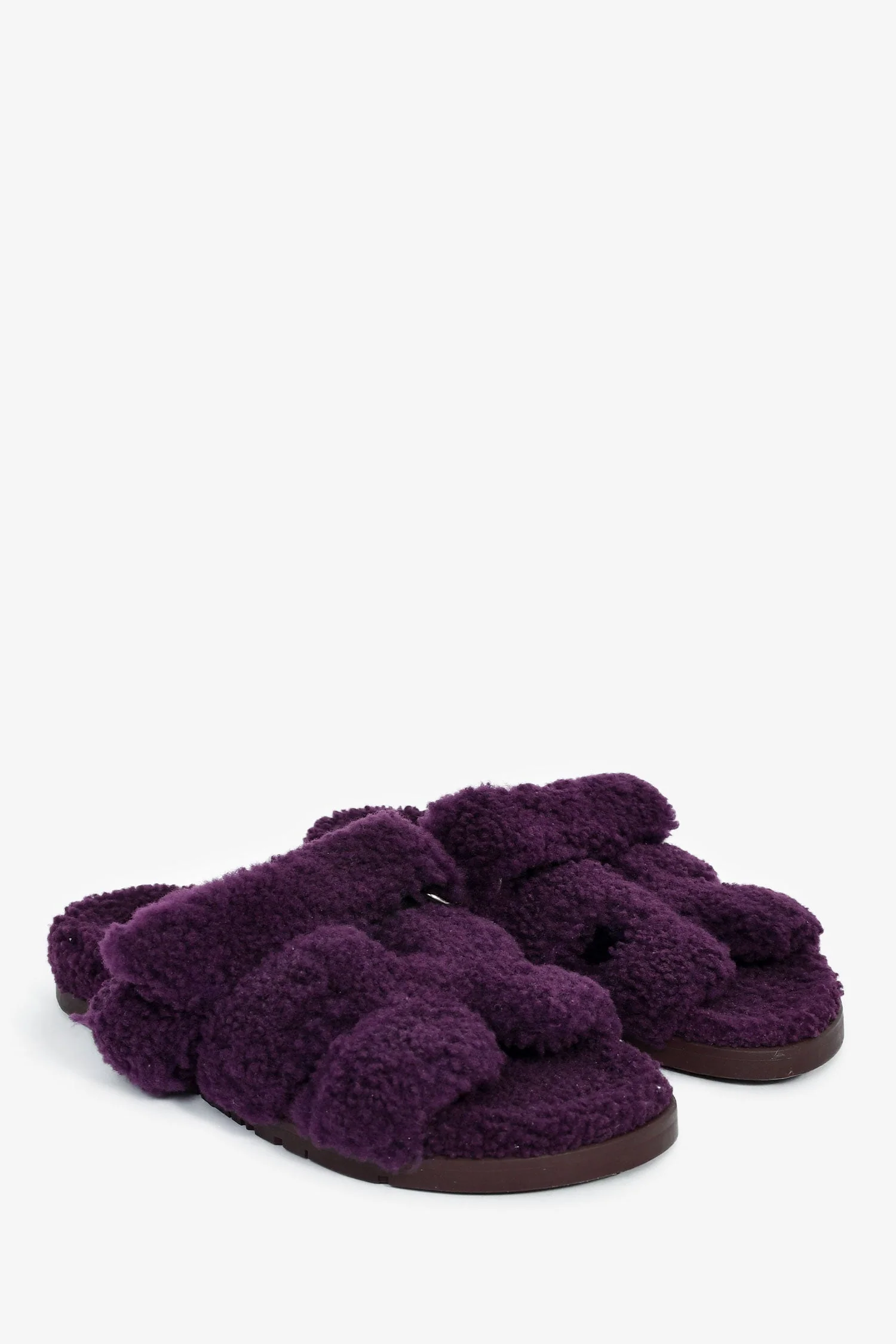 Hermès Purple Shearling 'Chypre' Sandals Size 38 - Image 2