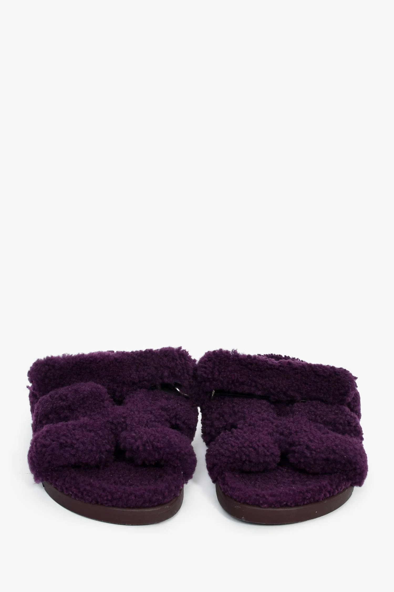 Hermès Purple Shearling 'Chypre' Sandals Size 38 - Image 3