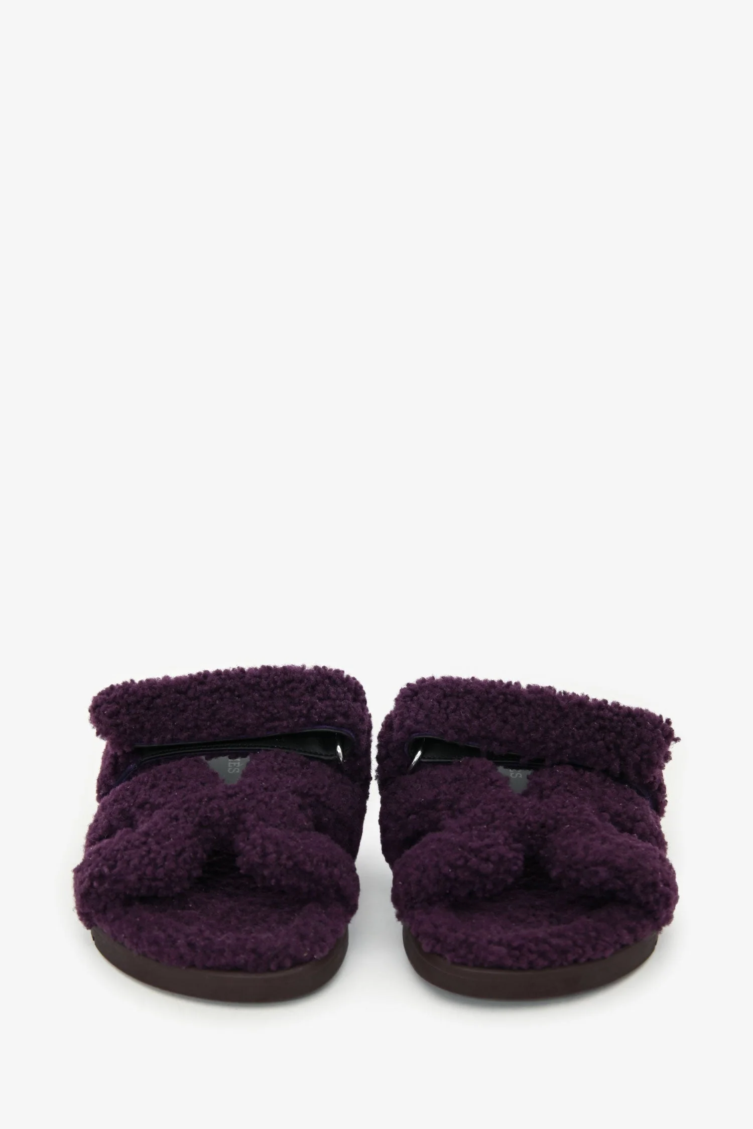 Hermès Purple Shearling Leather Chypre Sandals Size 36 - Image 3