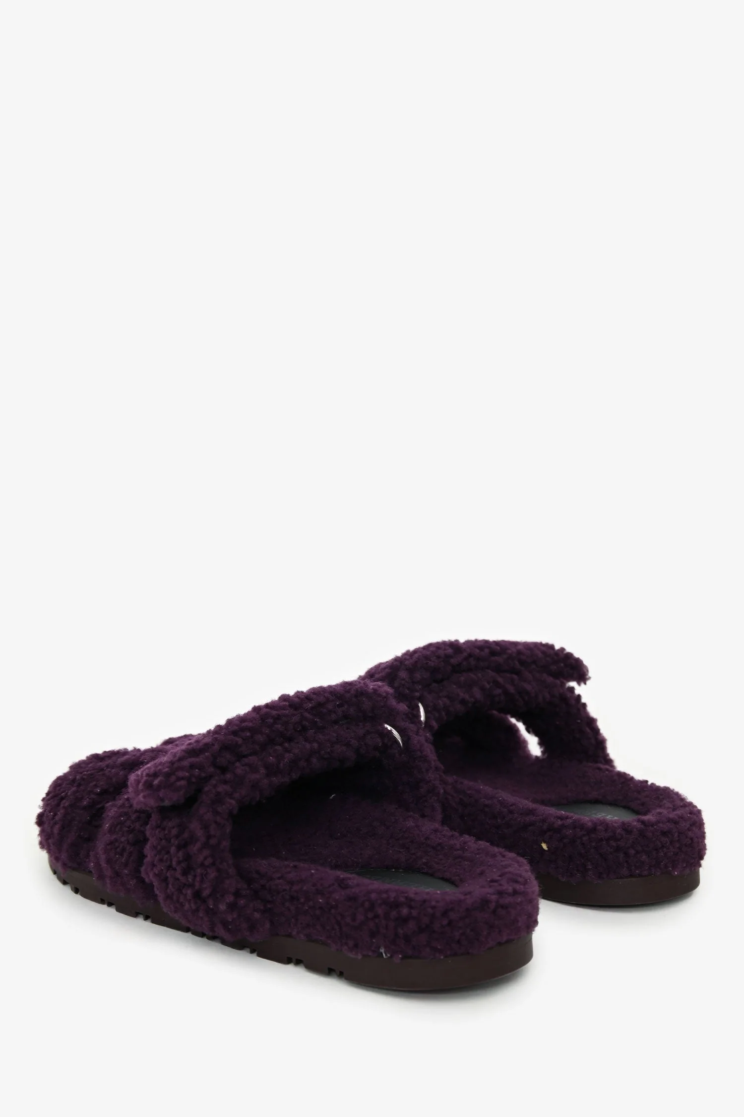 Hermès Purple Shearling Leather Chypre Sandals Size 36 - Image 4
