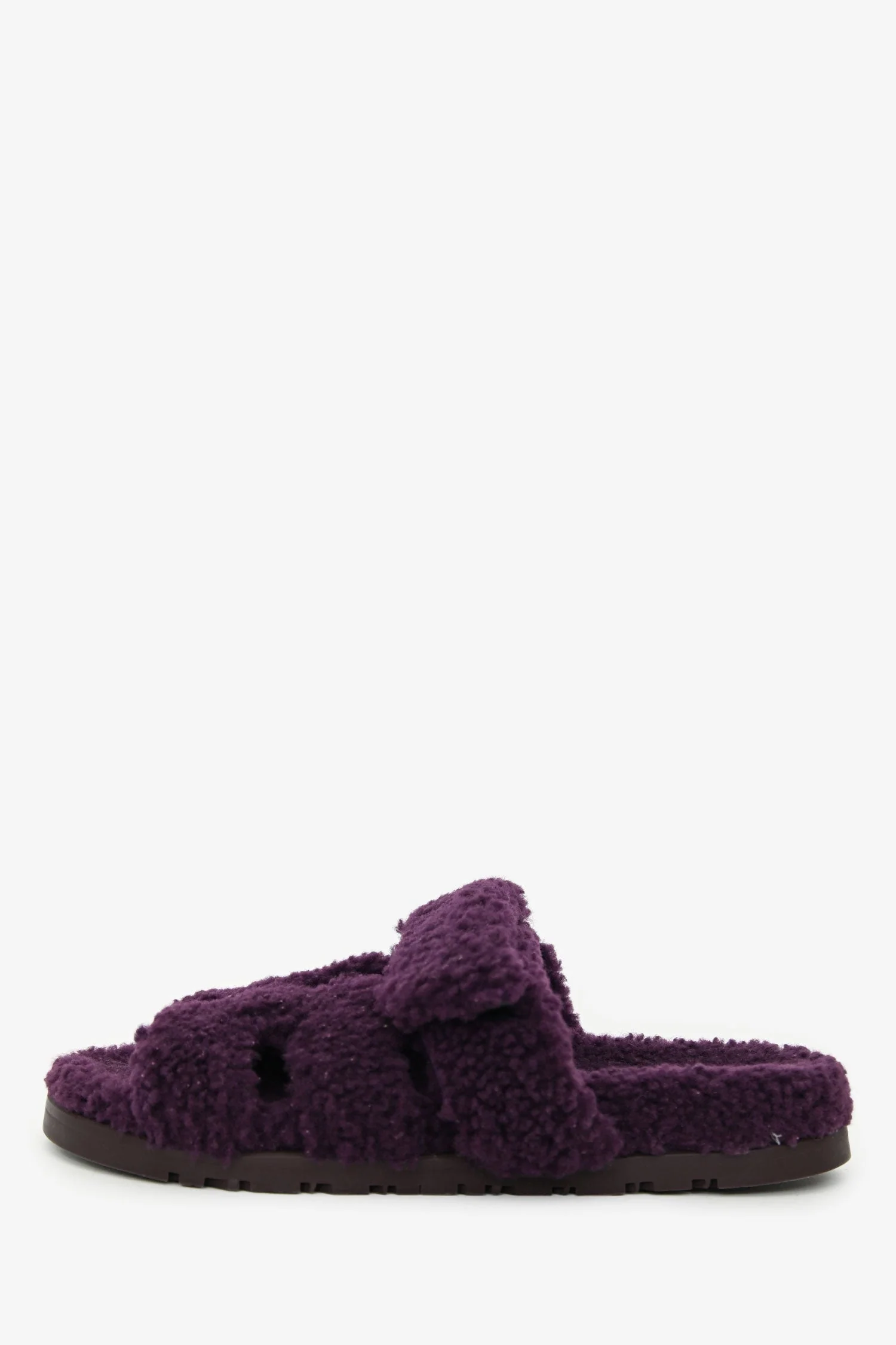 Hermès Purple Shearling Leather Chypre Sandals Size 36 - Image 5