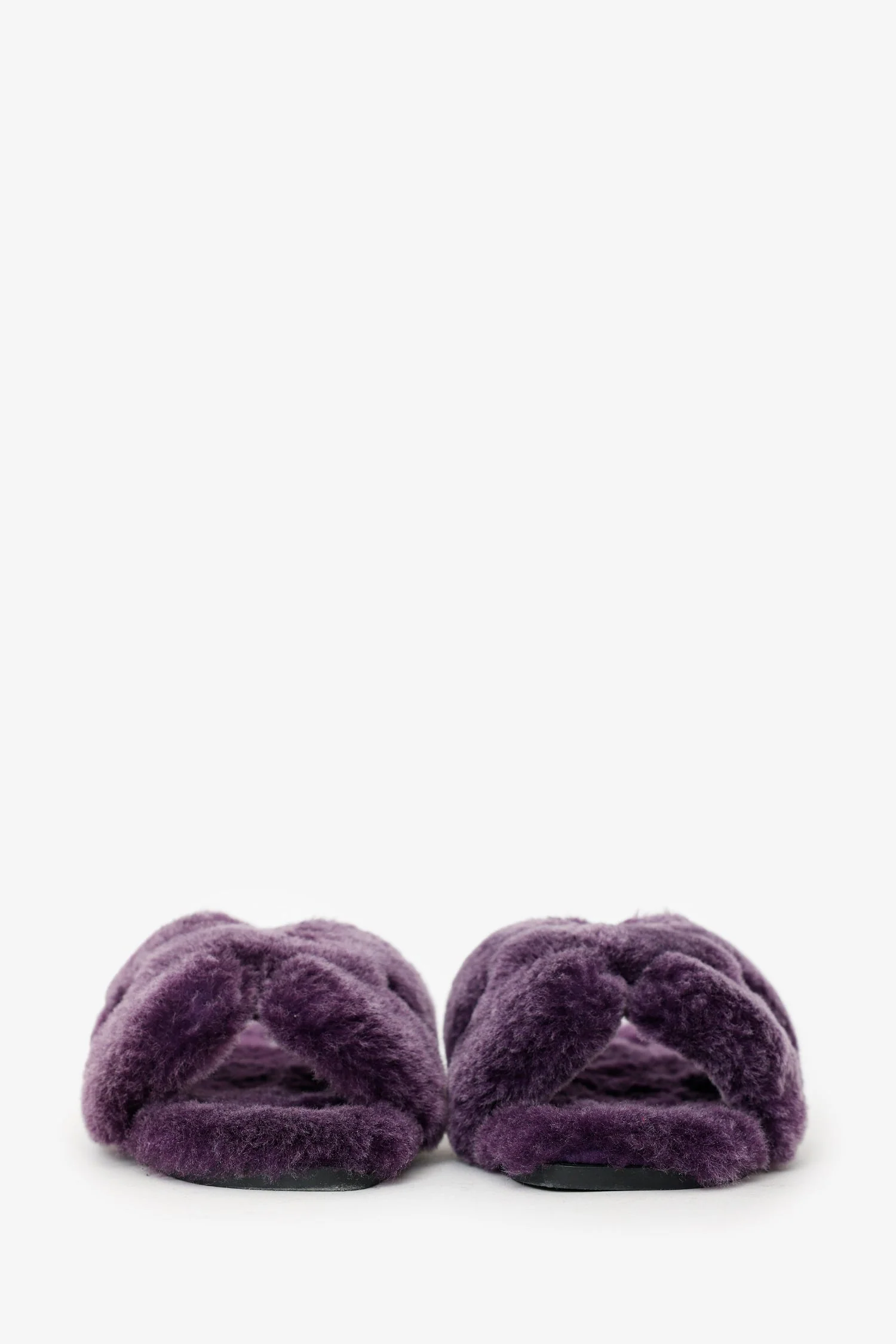 Hermès Purple Shearling 'Oran' Sandals Size 34 - Image 3