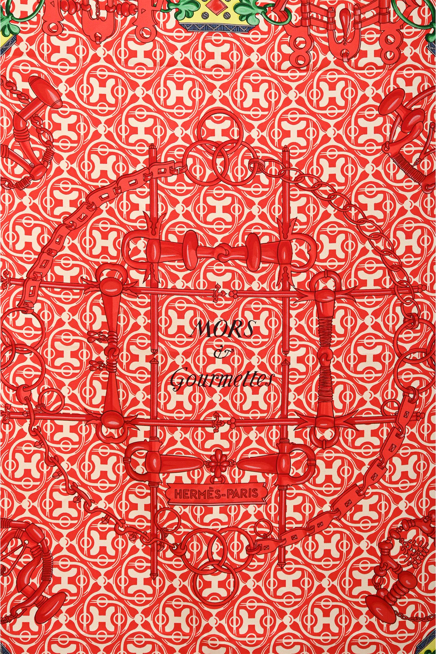 Hermès Red/Multicolour Silk 'Mors et Gourmettes' Scarf 90 - Image 2